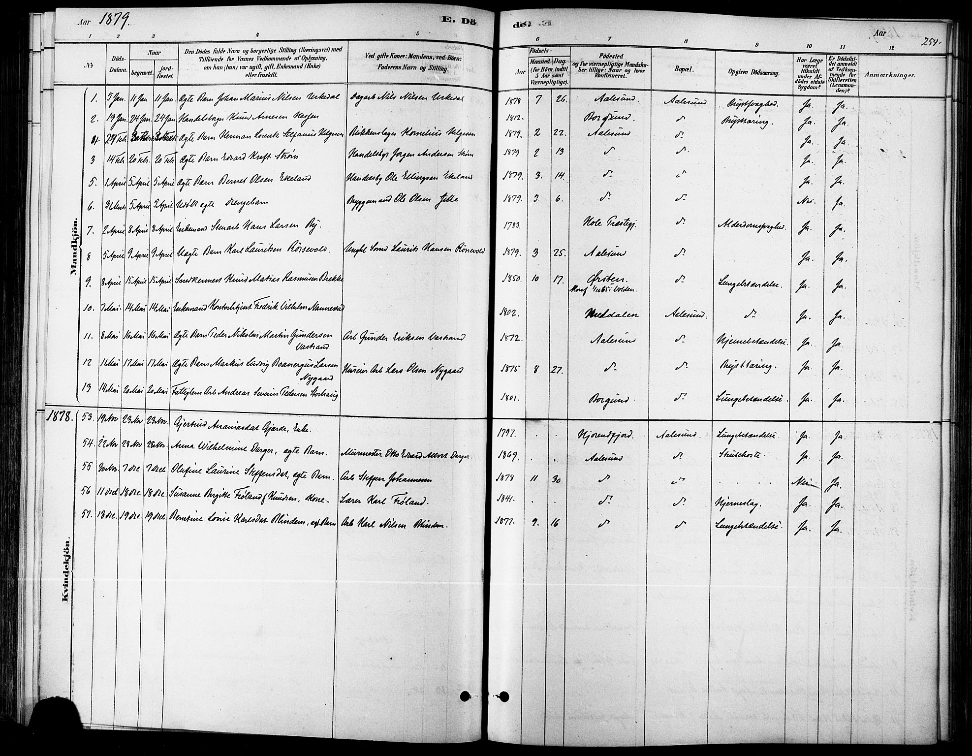 Ministerialprotokoller, klokkerbøker og fødselsregistre - Møre og Romsdal, SAT/A-1454/529/L0454: Ministerialbok nr. 529A04, 1878-1885, s. 254