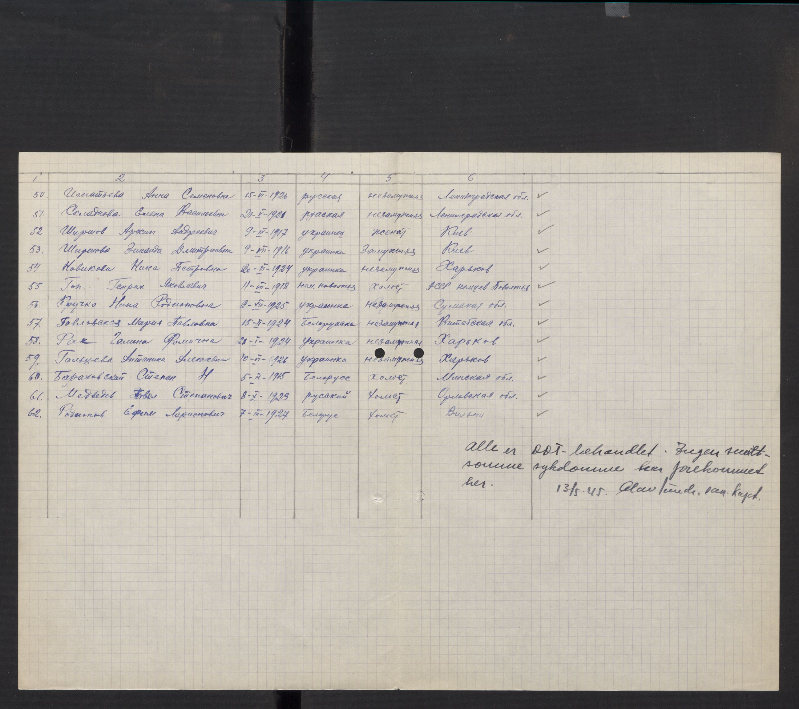 Flyktnings- og fangedirektoratet, Repatrieringskontoret, AV/RA-S-1681/D/Db/L0014: Displaced Persons (DPs) og sivile tyskere, 1945-1948, s. 326