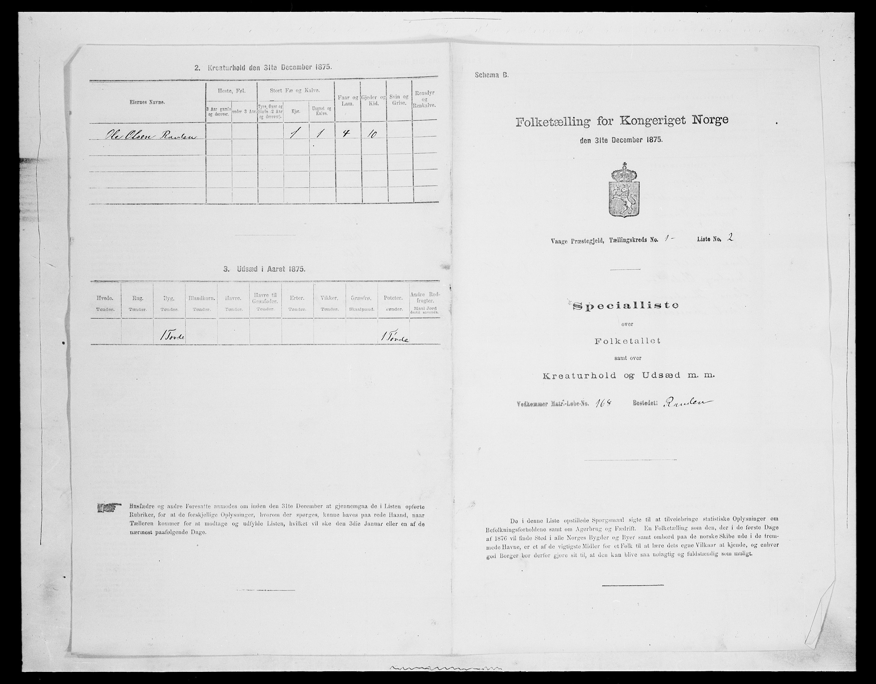 SAH, Folketelling 1875 for 0515P Vågå prestegjeld, 1875, s. 124