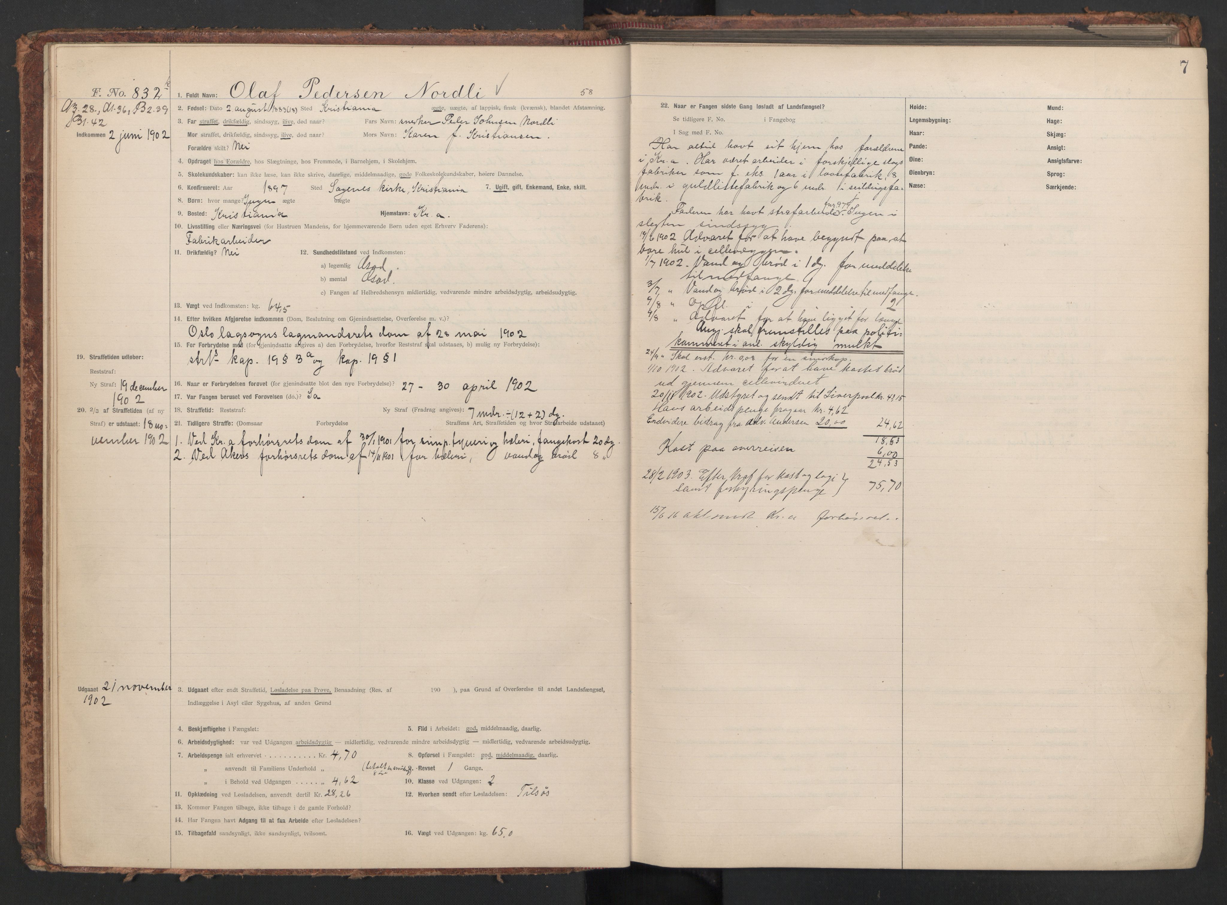 Botsfengslet, AV/RA-S-1539/D/Db/Dbb/L0037: 826k - 177l, 1902-1903, s. 7
