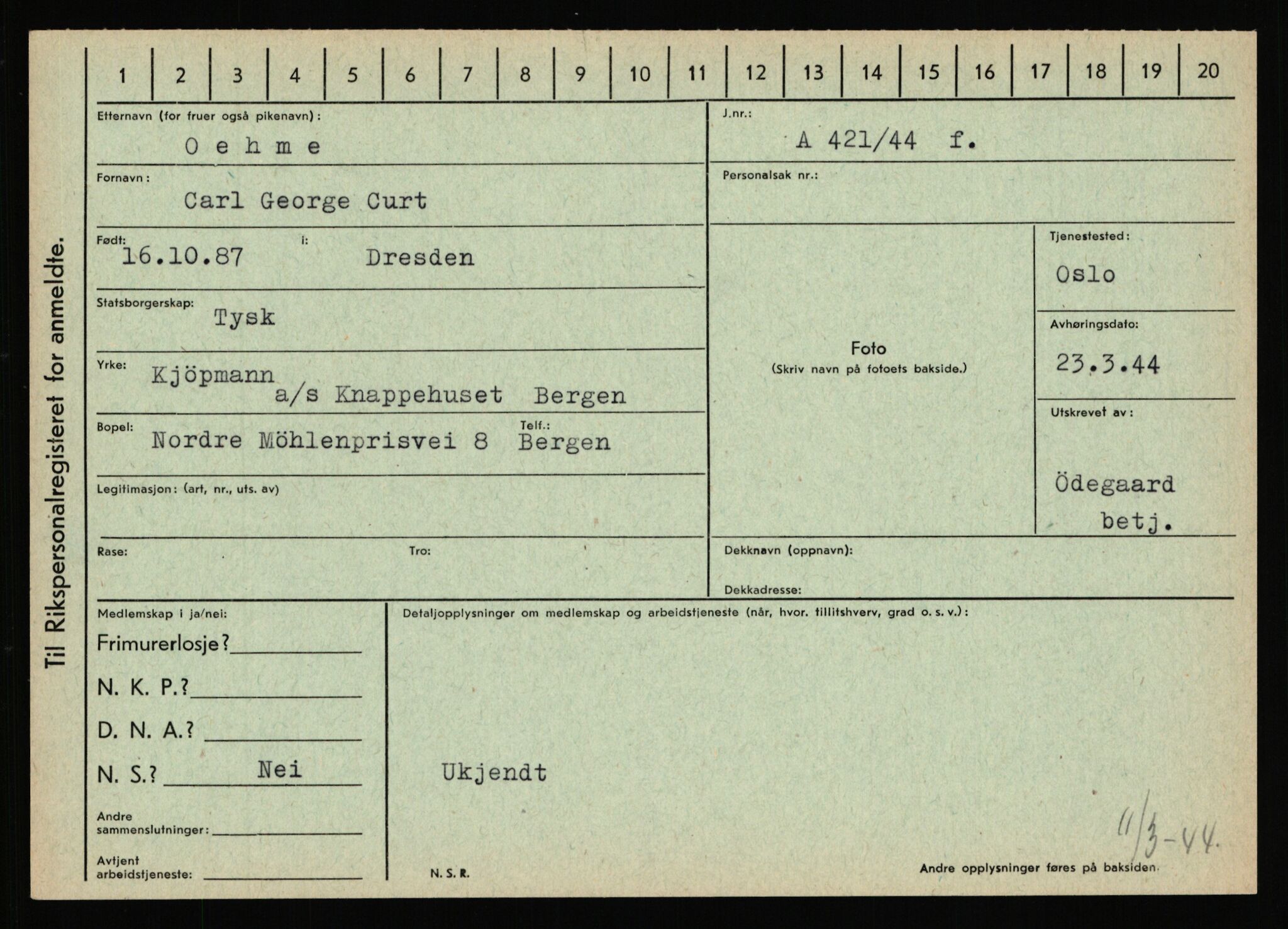 Statspolitiet - Hovedkontoret / Osloavdelingen, AV/RA-S-1329/C/Ca/L0012: Oanæs - Quistgaard	, 1943-1945, s. 76