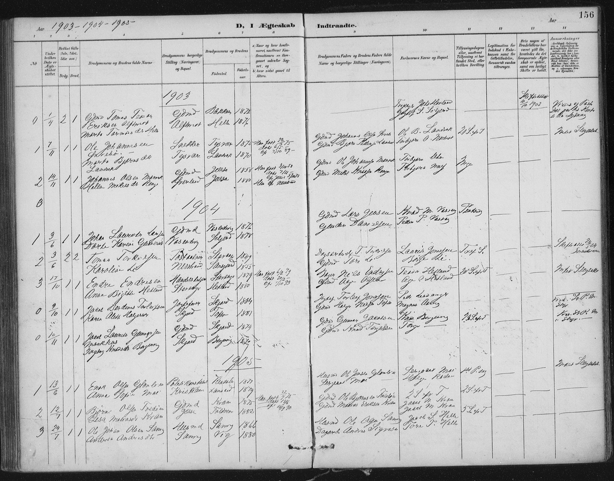 Nedstrand sokneprestkontor, SAST/A-101841/01/IV: Ministerialbok nr. A 12, 1887-1915, s. 156