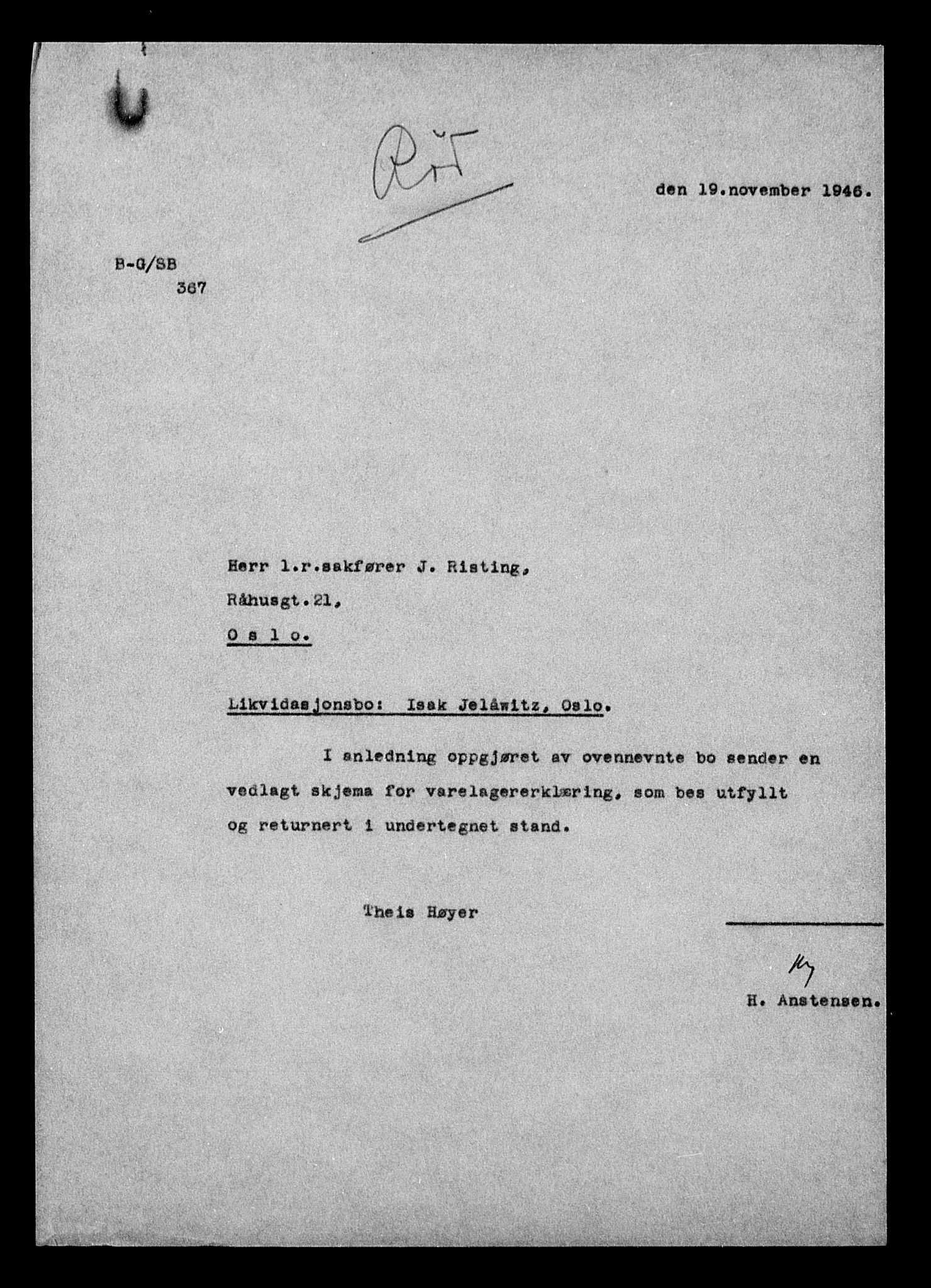 Justisdepartementet, Tilbakeføringskontoret for inndratte formuer, AV/RA-S-1564/H/Hc/Hcc/L0948: --, 1945-1947, s. 37