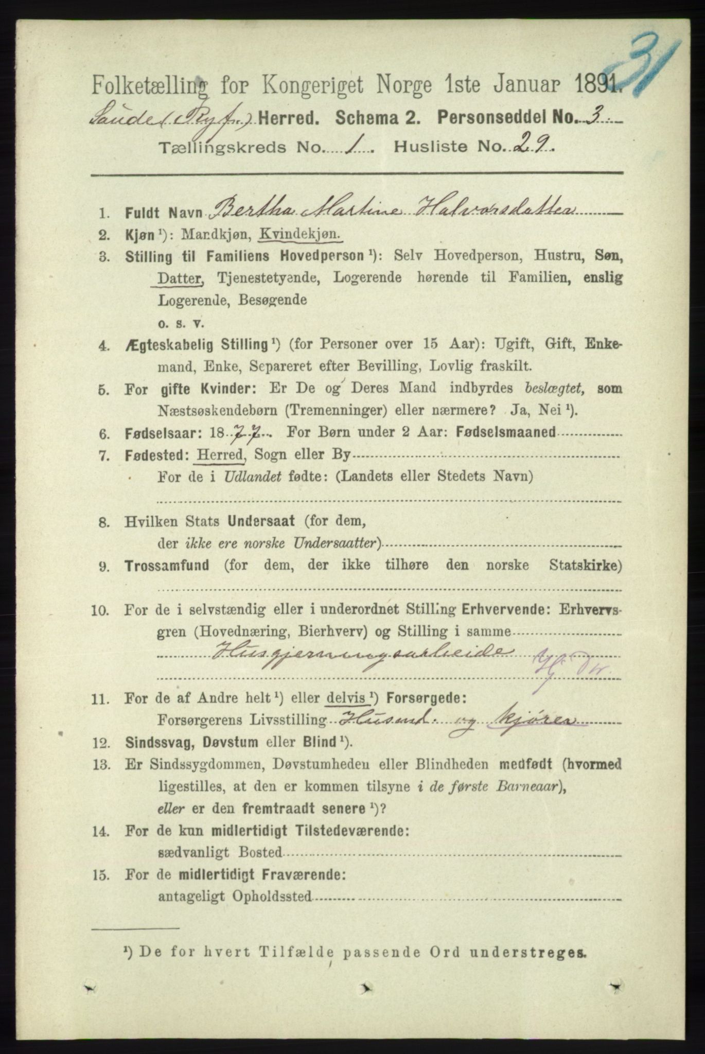 RA, Folketelling 1891 for 1135 Sauda herred, 1891, s. 234