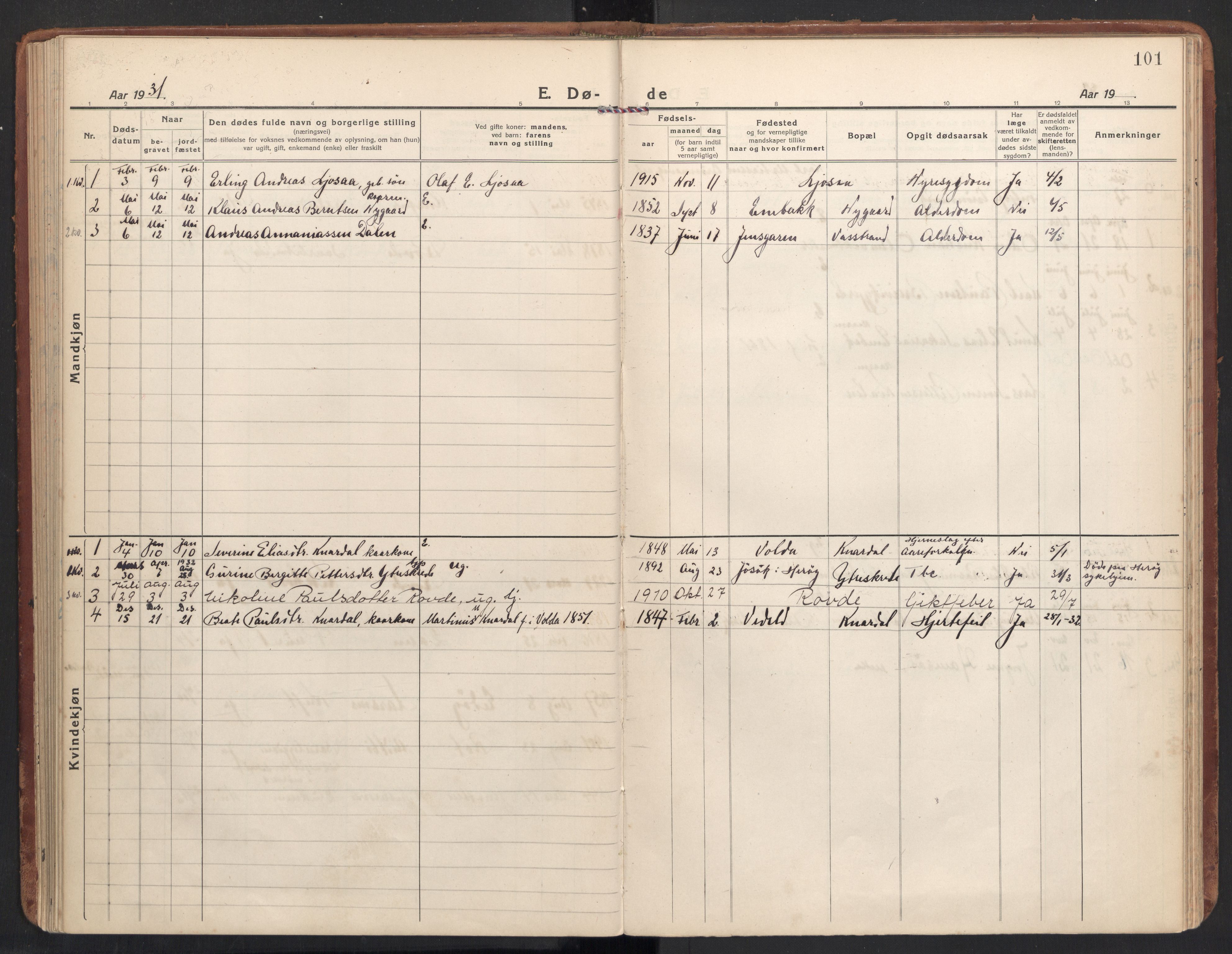 Ministerialprotokoller, klokkerbøker og fødselsregistre - Møre og Romsdal, AV/SAT-A-1454/504/L0058: Ministerialbok nr. 504A05, 1920-1940, s. 101