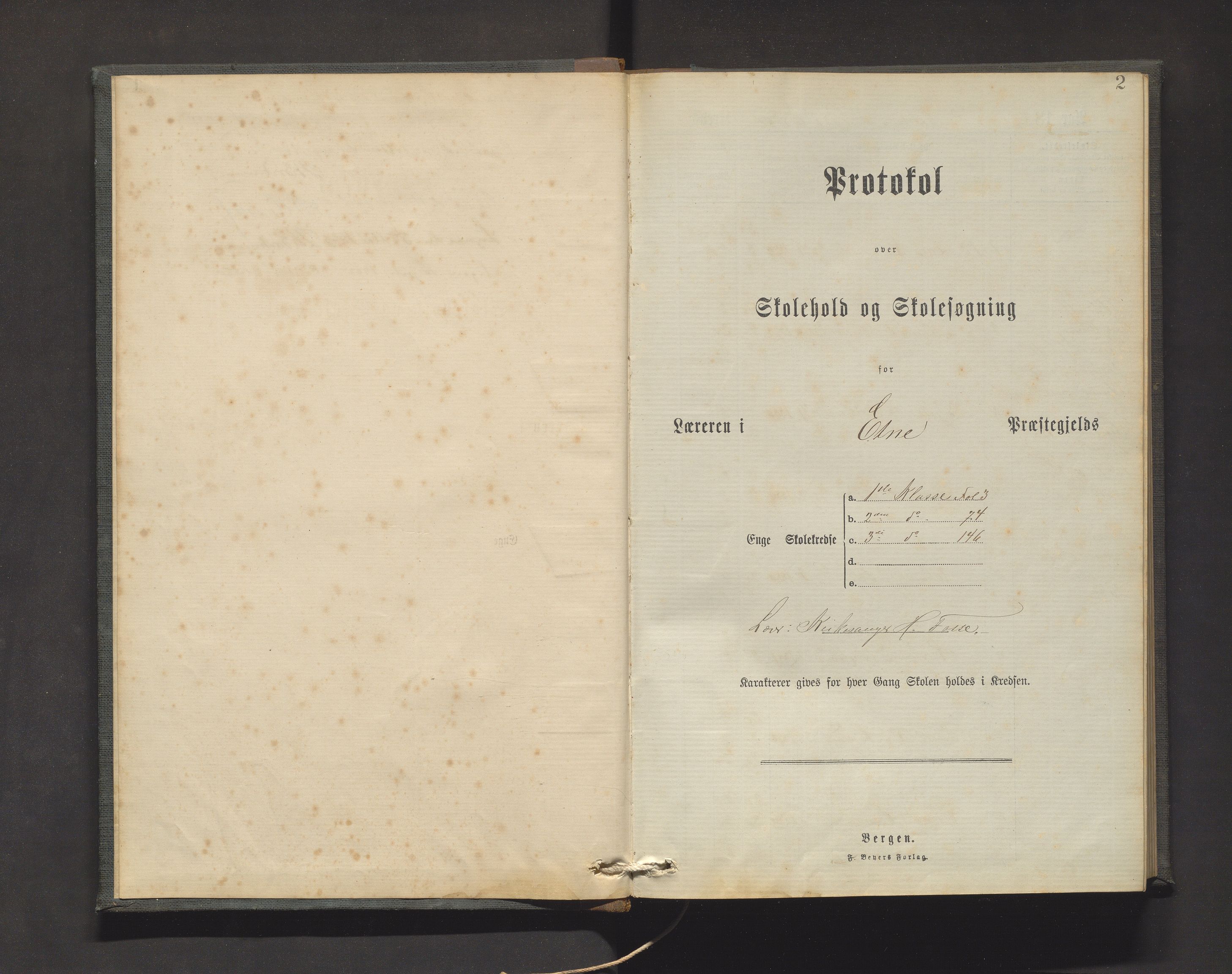 Etne kommune. Barneskulane, IKAH/1211-231/F/Ff/L0003: Skuleprotokoll for Enge skule, 1882-1906