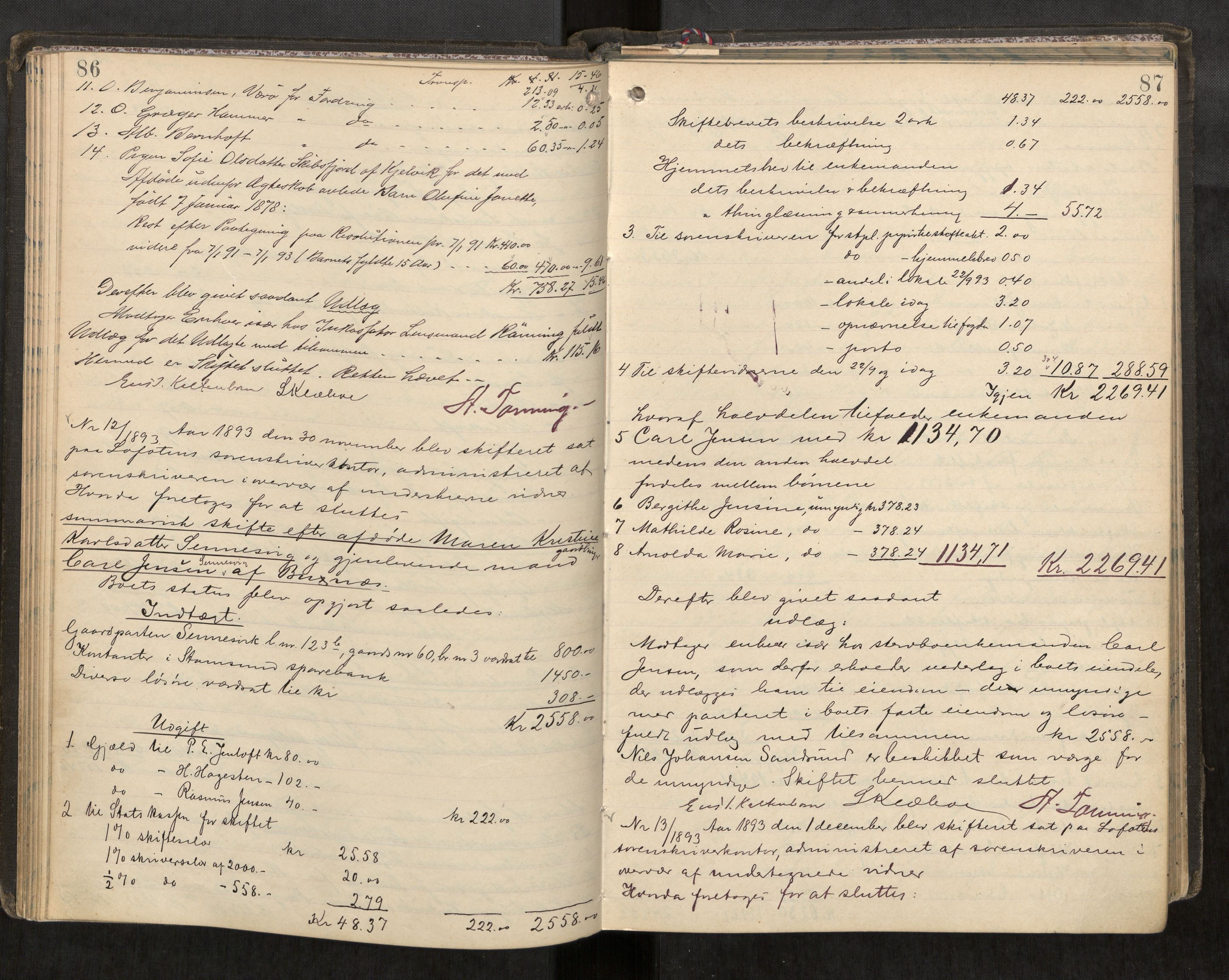 Lofoten sorenskriveri, AV/SAT-A-0017/1/3/3A/L0005: Skifteprotokoll, 1892-1897, s. 86-87