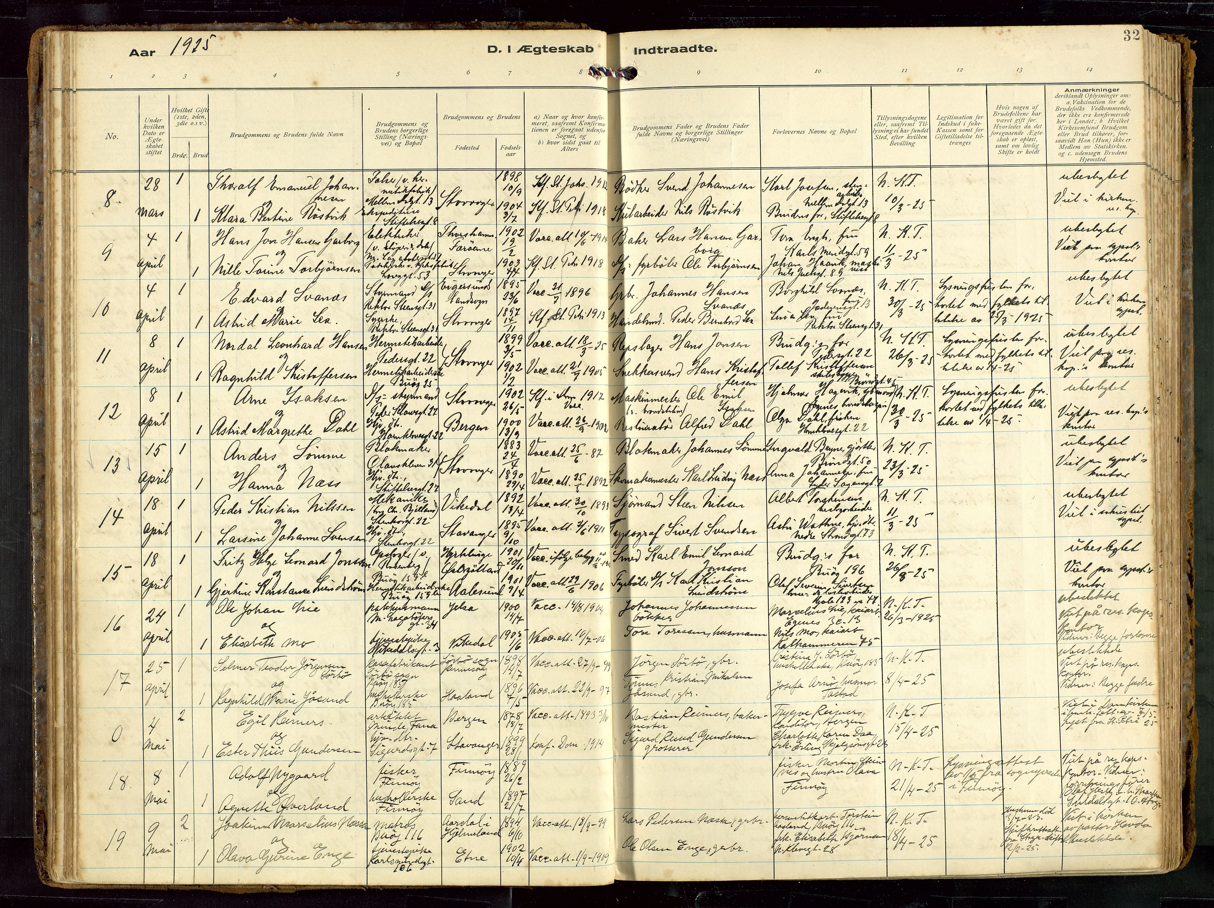 St. Petri sokneprestkontor, AV/SAST-A-101813/002/D/L0002: Ministerialbok nr. A 27, 1921-1942, s. 32