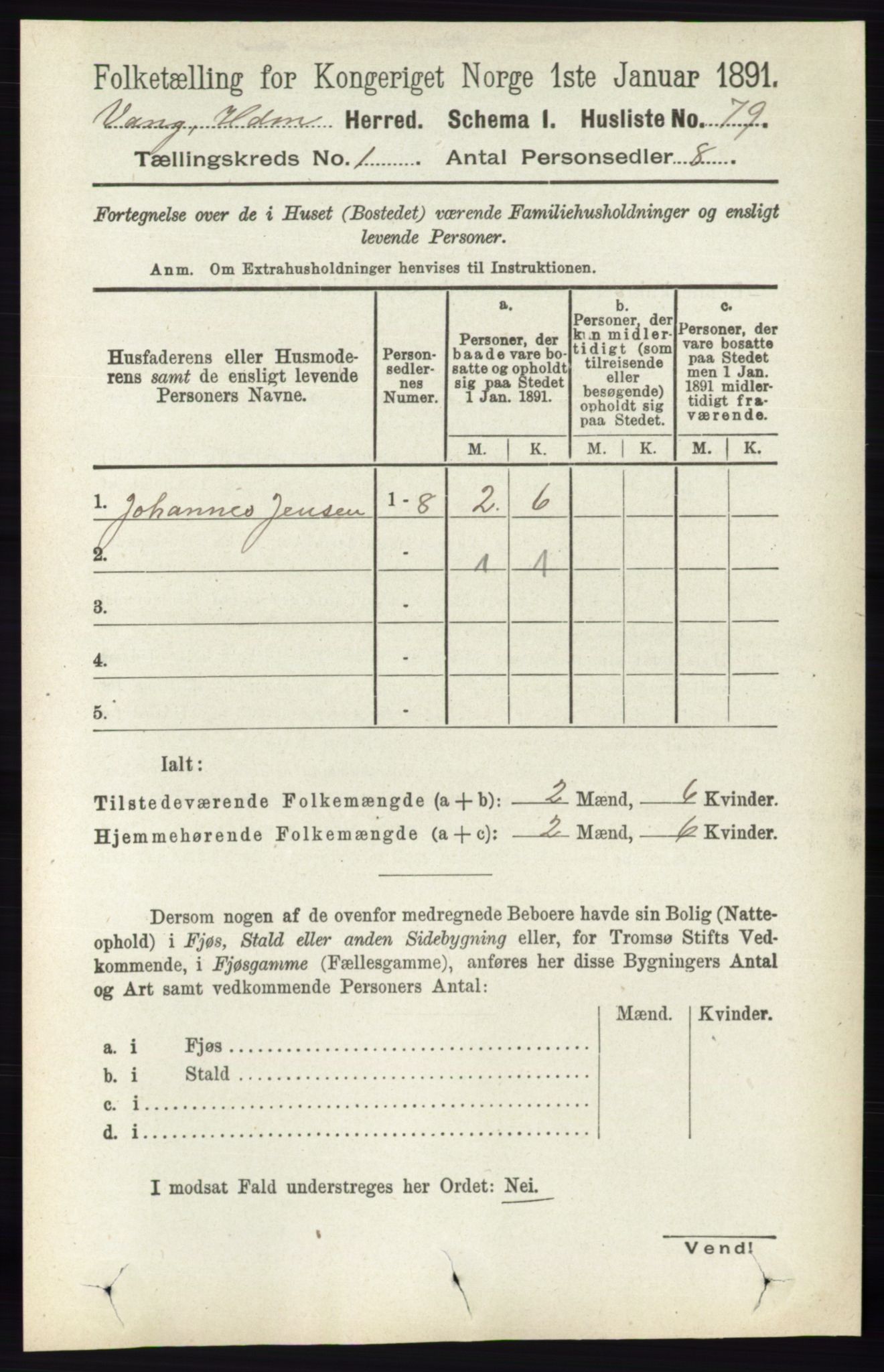 RA, Folketelling 1891 for 0414 Vang herred, 1891, s. 128