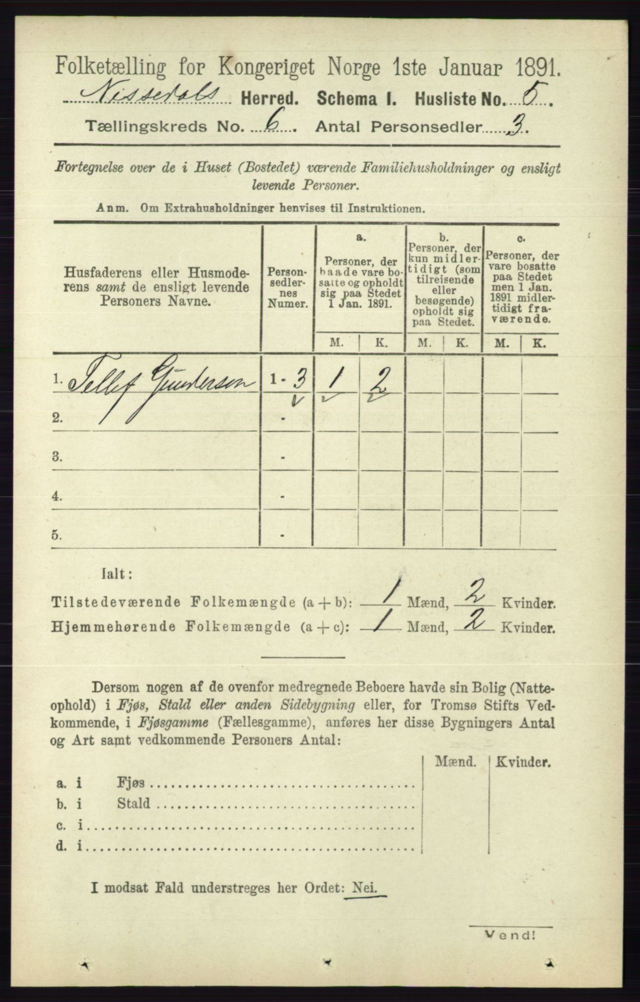 RA, Folketelling 1891 for 0830 Nissedal herred, 1891, s. 1319