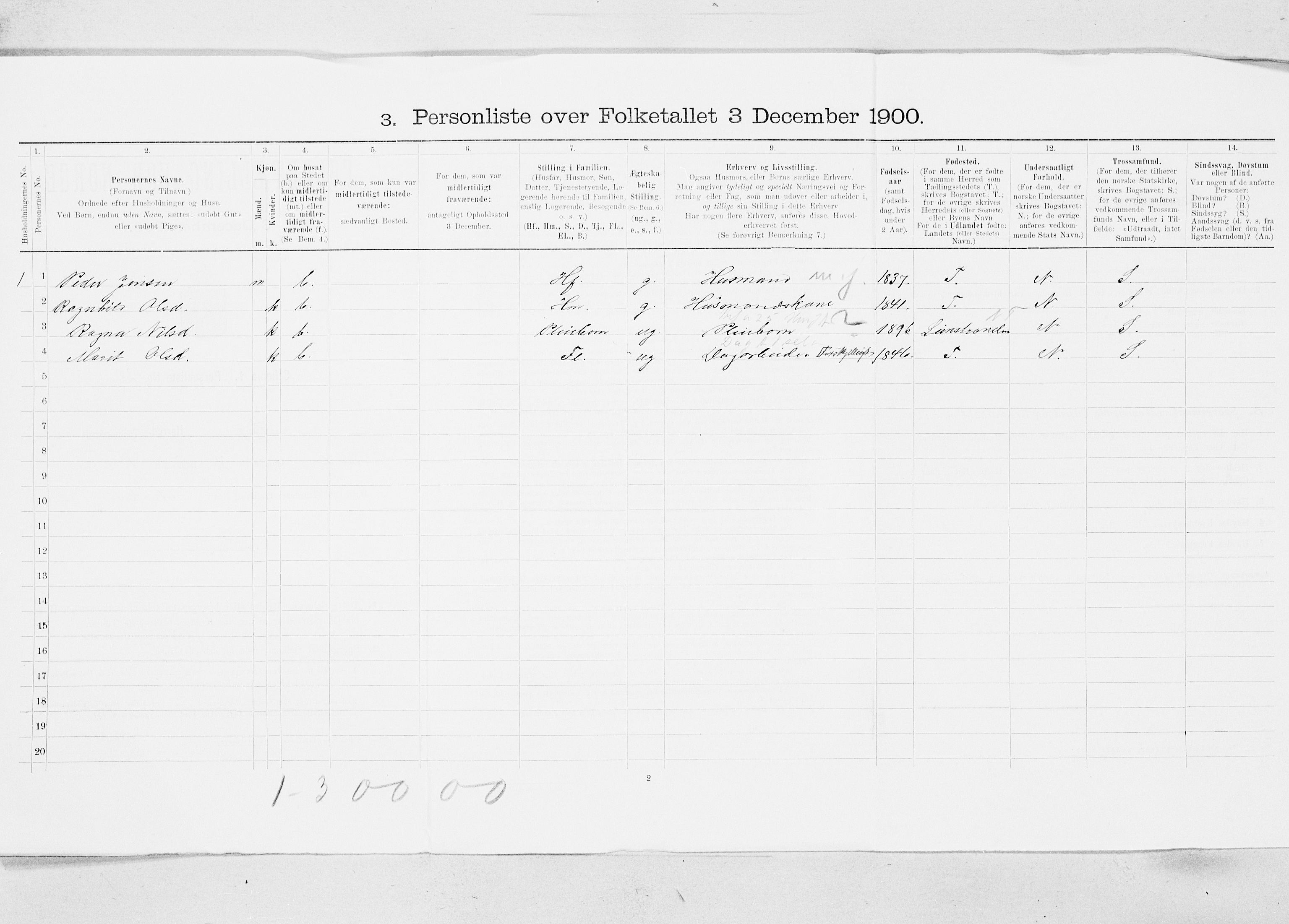 SAT, Folketelling 1900 for 1650 Horg herred, 1900, s. 21