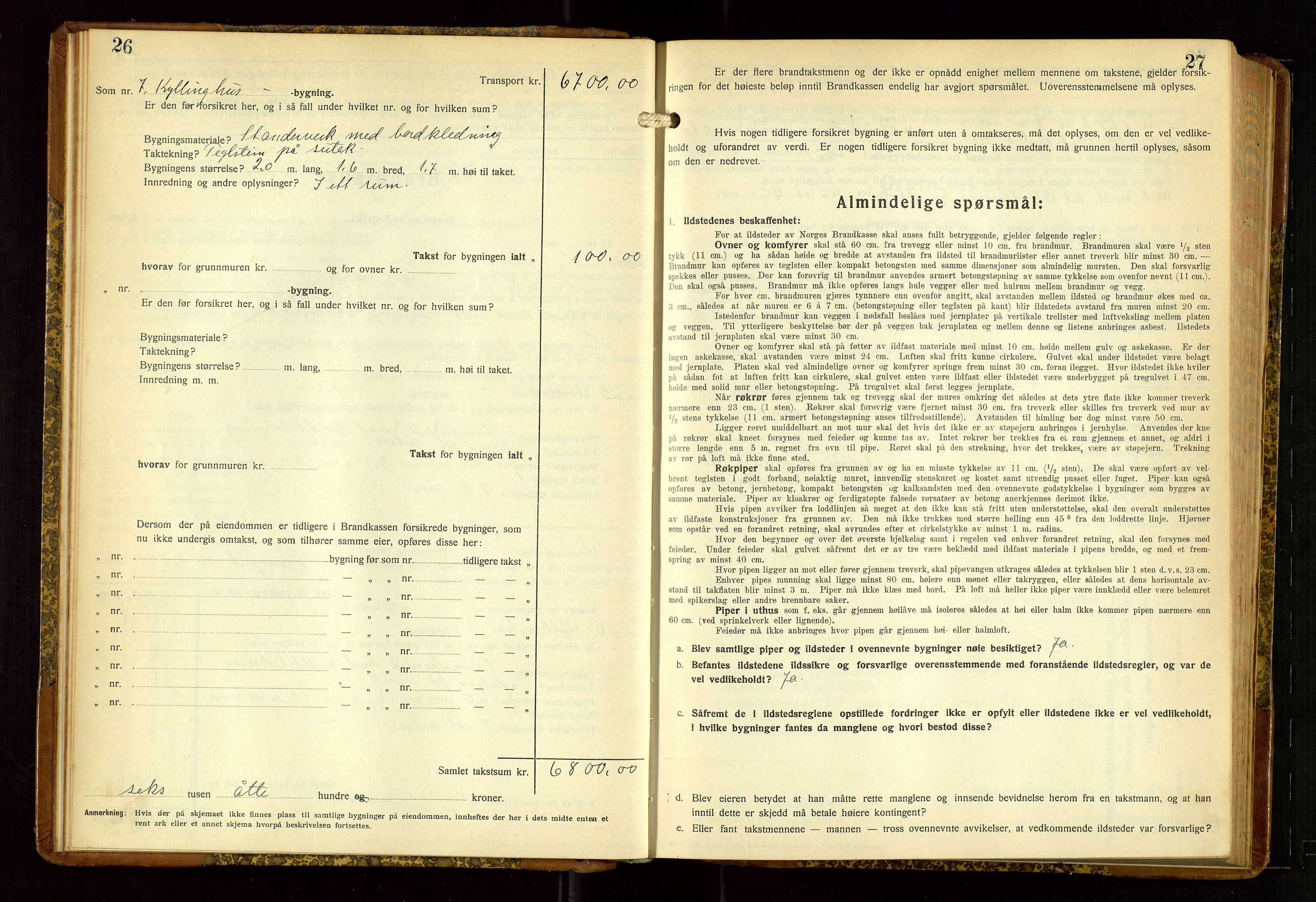 Høyland/Sandnes lensmannskontor, SAST/A-100166/Gob/L0006: "Brandtakstprotokoll", 1936-1938, s. 26-27