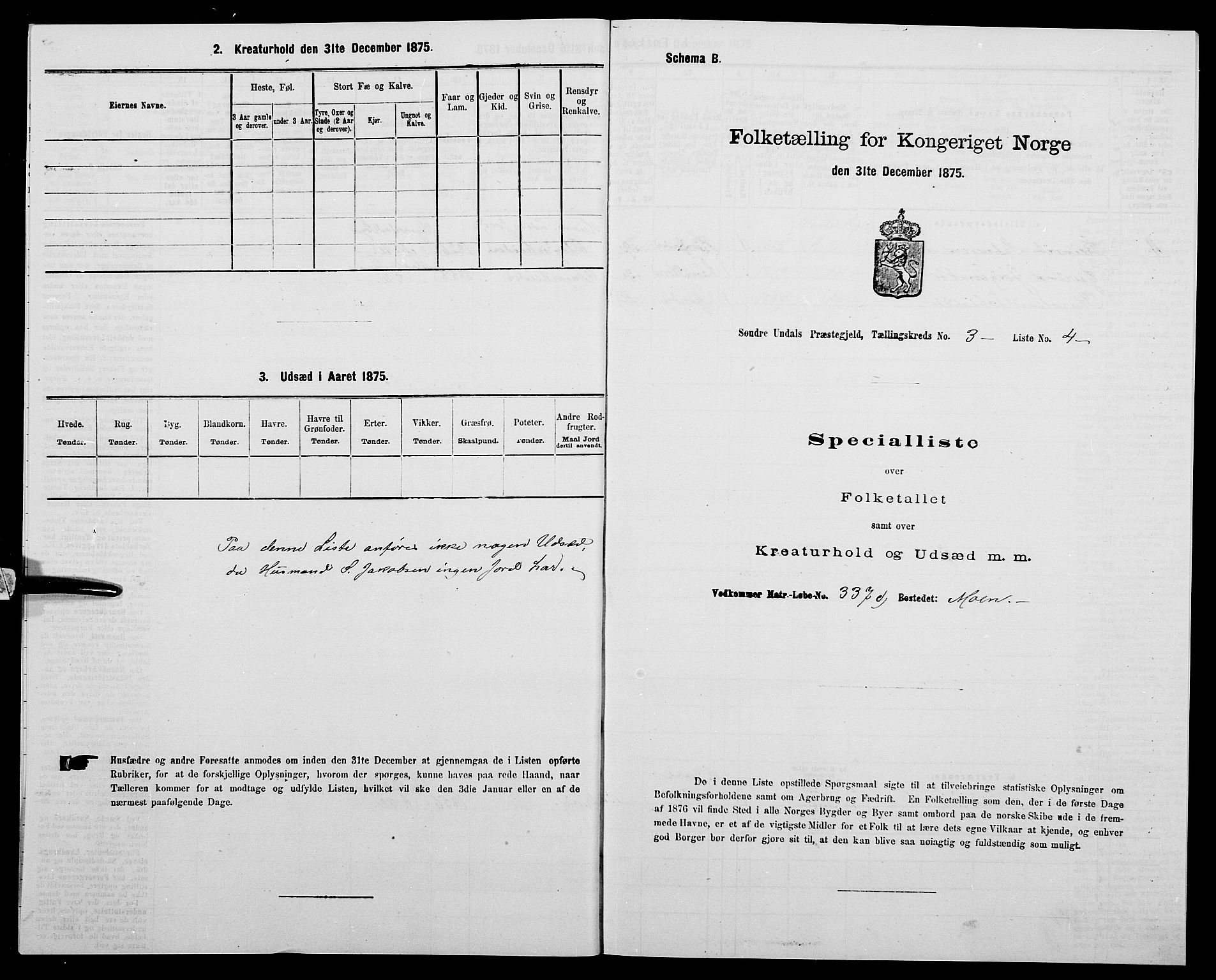 SAK, Folketelling 1875 for 1029P Sør-Audnedal prestegjeld, 1875, s. 377