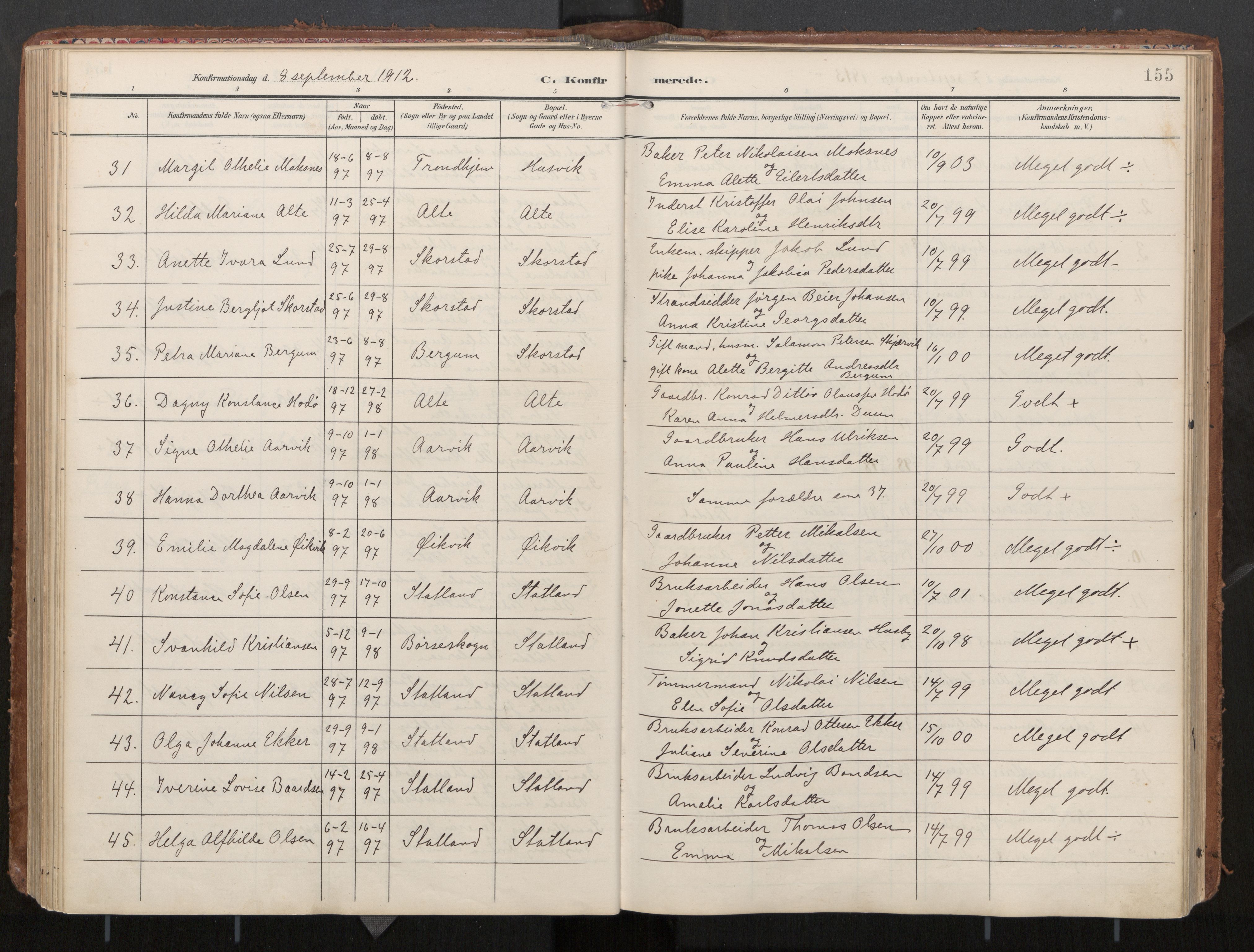 Ministerialprotokoller, klokkerbøker og fødselsregistre - Nord-Trøndelag, AV/SAT-A-1458/774/L0629: Ministerialbok, 1904-1926, s. 155