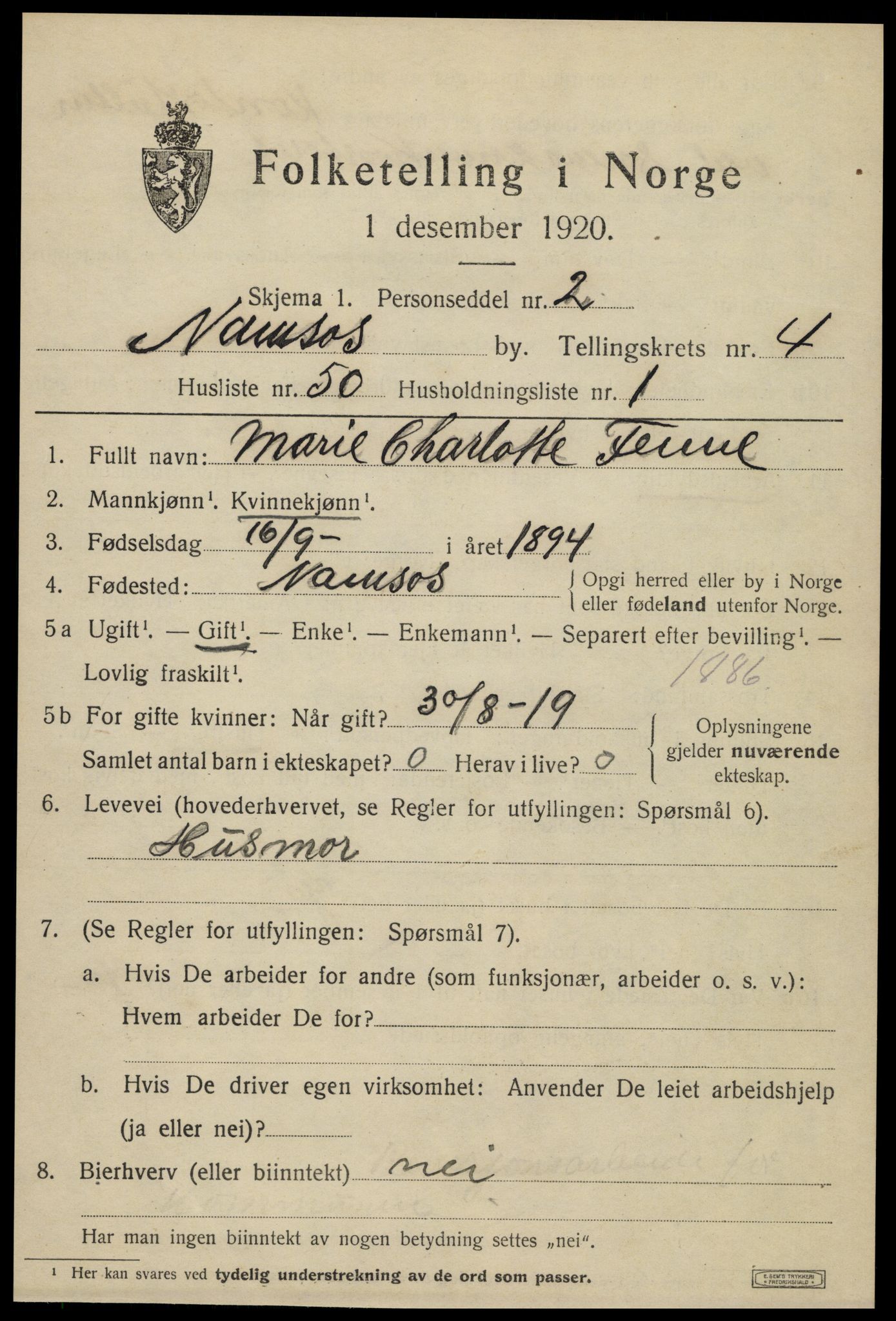 SAT, Folketelling 1920 for 1703 Namsos ladested, 1920, s. 5625