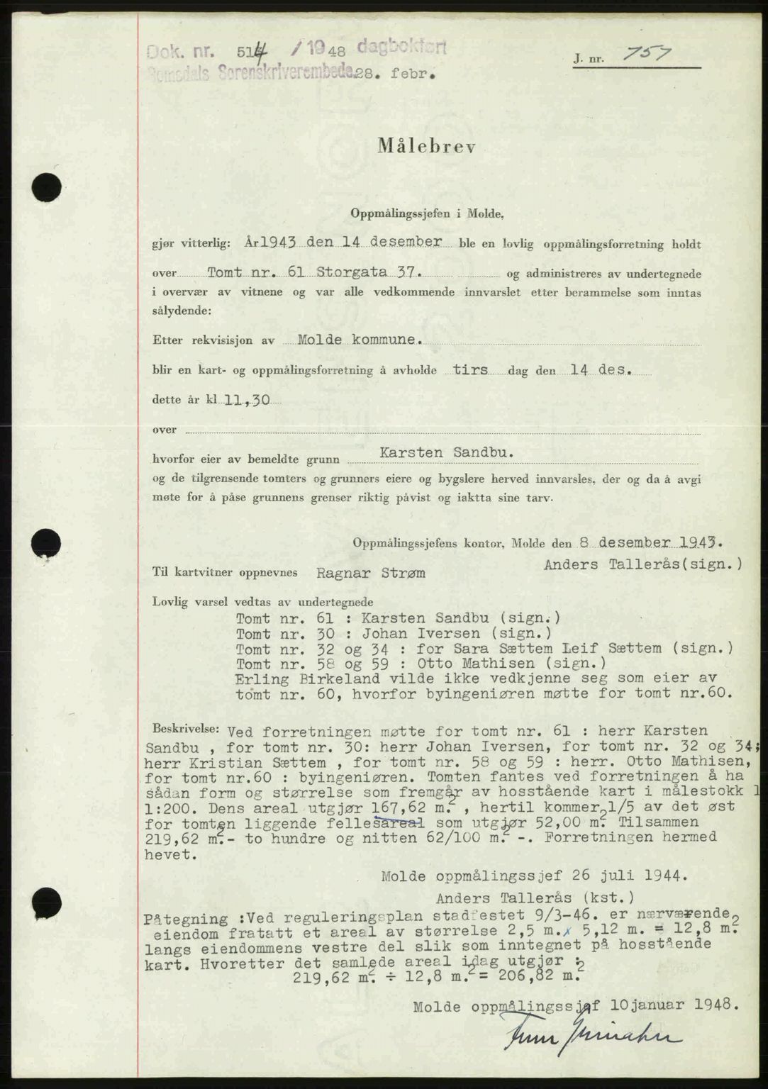 Romsdal sorenskriveri, SAT/A-4149/1/2/2C: Pantebok nr. A25, 1948-1948, Dagboknr: 514/1948