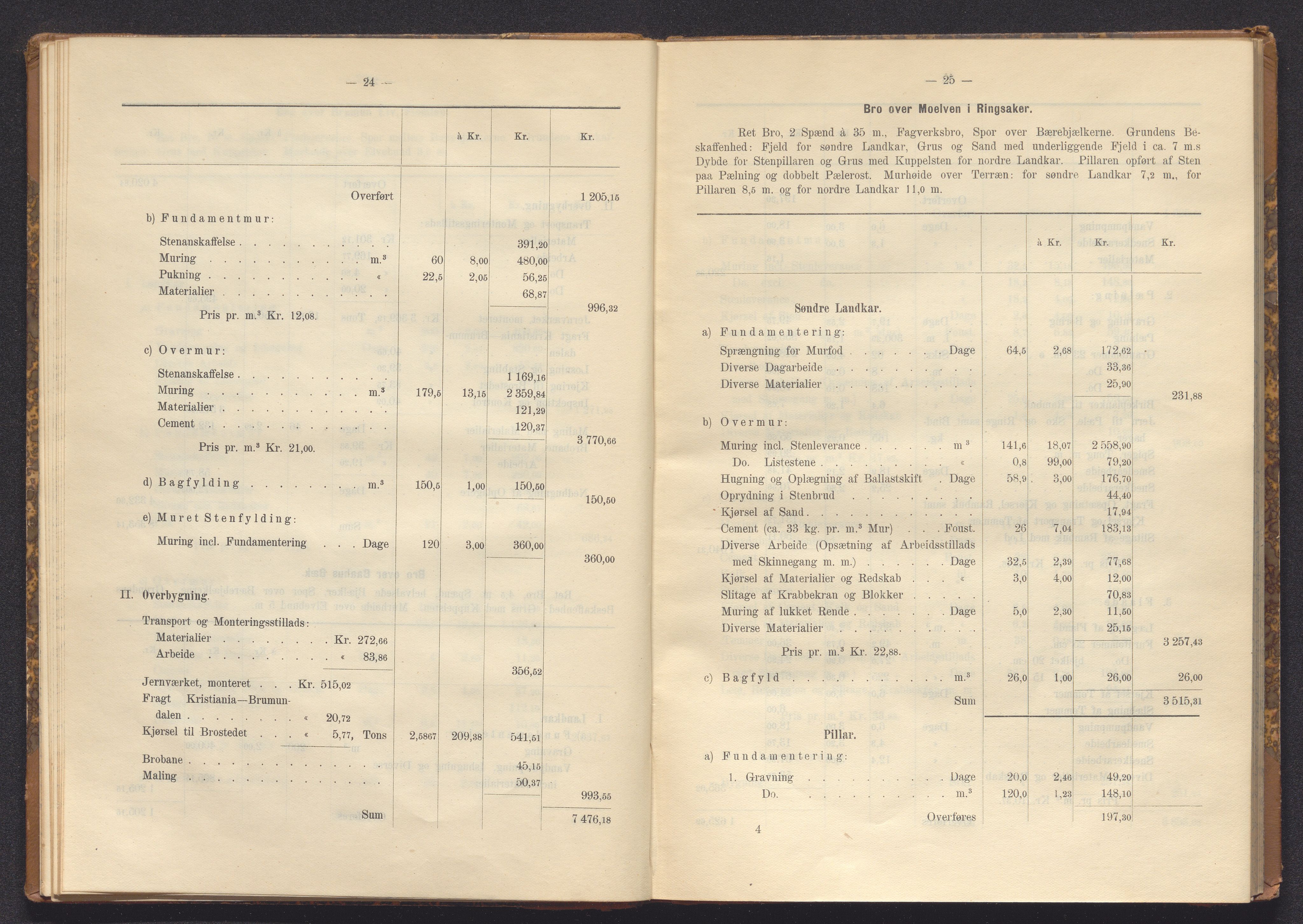 Norges Statsbaner Bibliotek (NSB), AV/SAKO-A-355/E/Ea/L0161/0006: Jernbanedrift (656.2) / Dovrebanen. Avslutningsrapport for jernbaneanlegg Hamar - Sel, 1898, s. 24-25