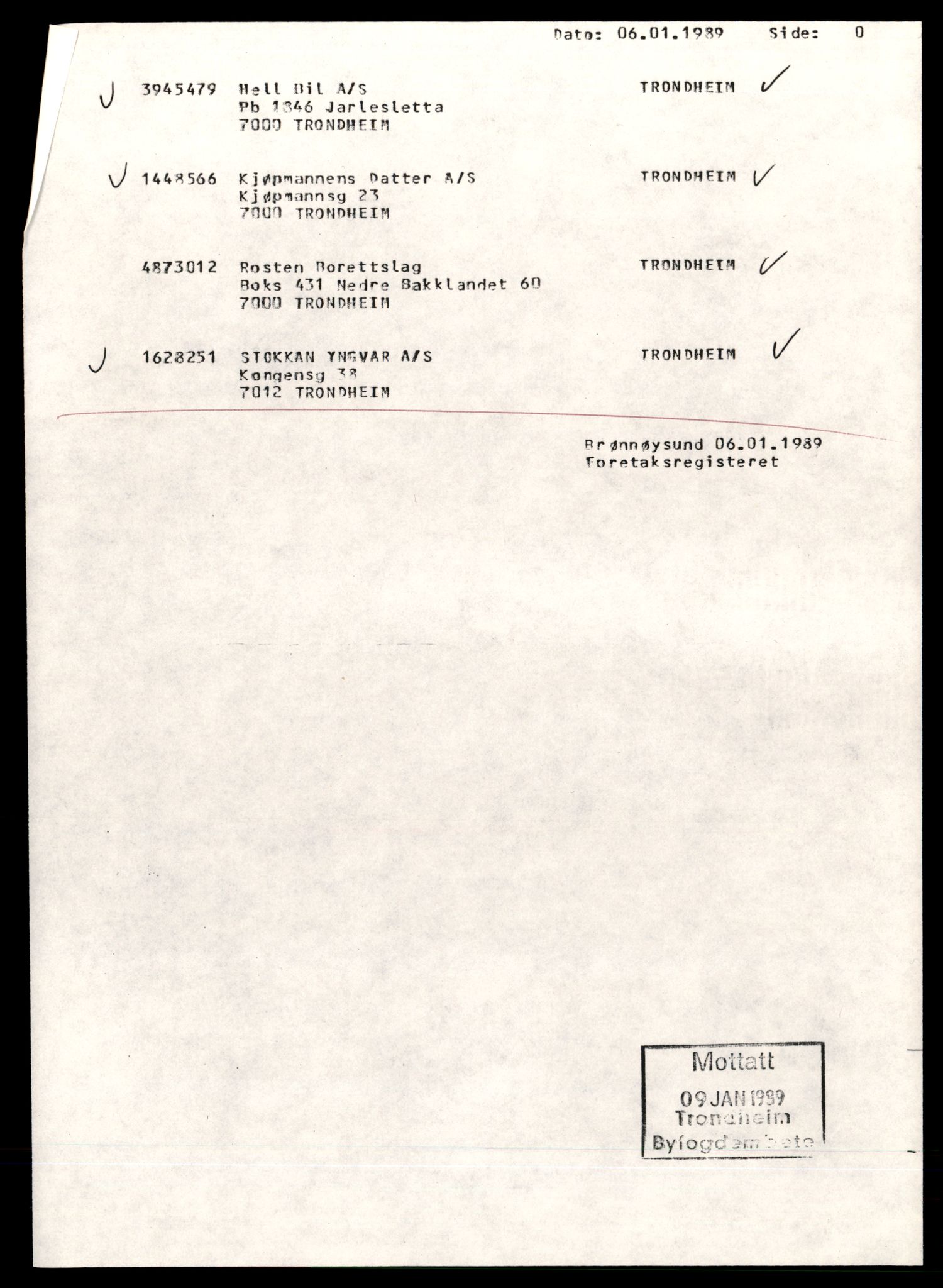 Trondheim byfogd, AV/SAT-A-0003/2/J/Jd/Jdd/L0051: Aksjeselskap, Sto-Sv, 1944-1990, s. 1