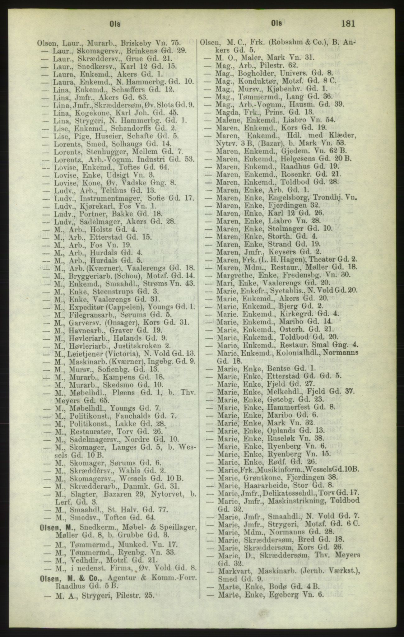 Kristiania/Oslo adressebok, PUBL/-, 1882, s. 181