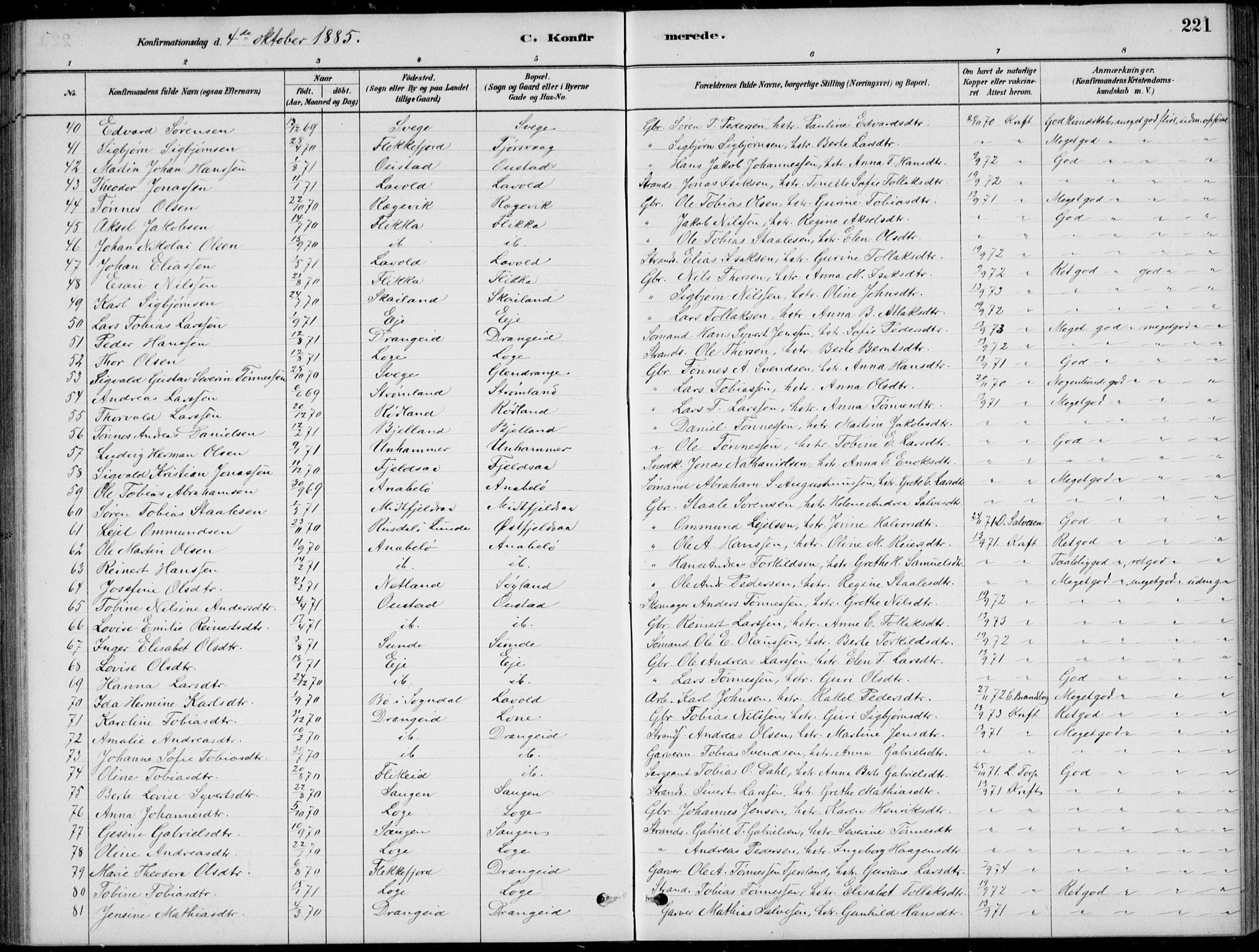 Flekkefjord sokneprestkontor, AV/SAK-1111-0012/F/Fb/Fbc/L0007: Klokkerbok nr. B 7, 1880-1902, s. 221