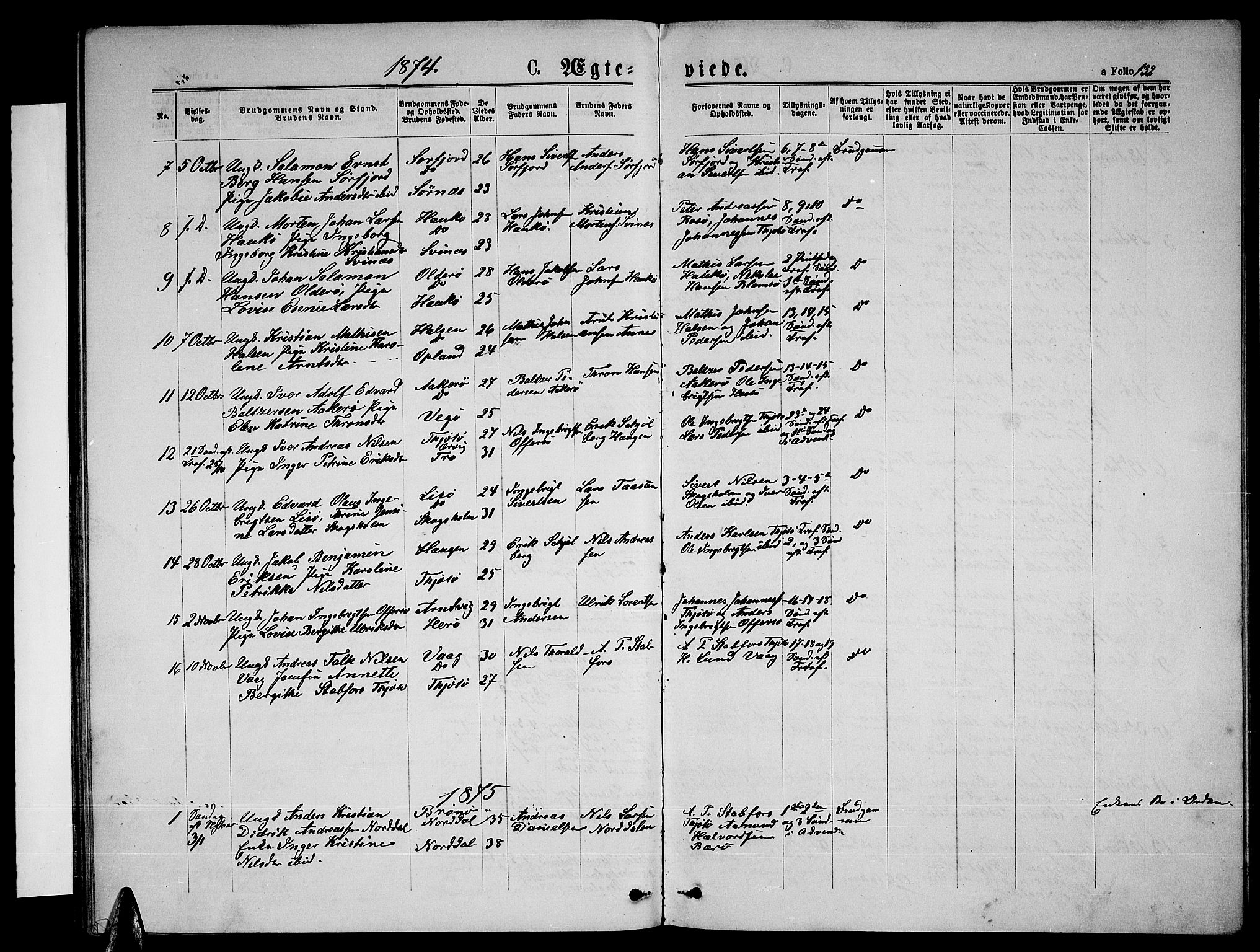 Ministerialprotokoller, klokkerbøker og fødselsregistre - Nordland, AV/SAT-A-1459/817/L0267: Klokkerbok nr. 817C02, 1870-1883, s. 132