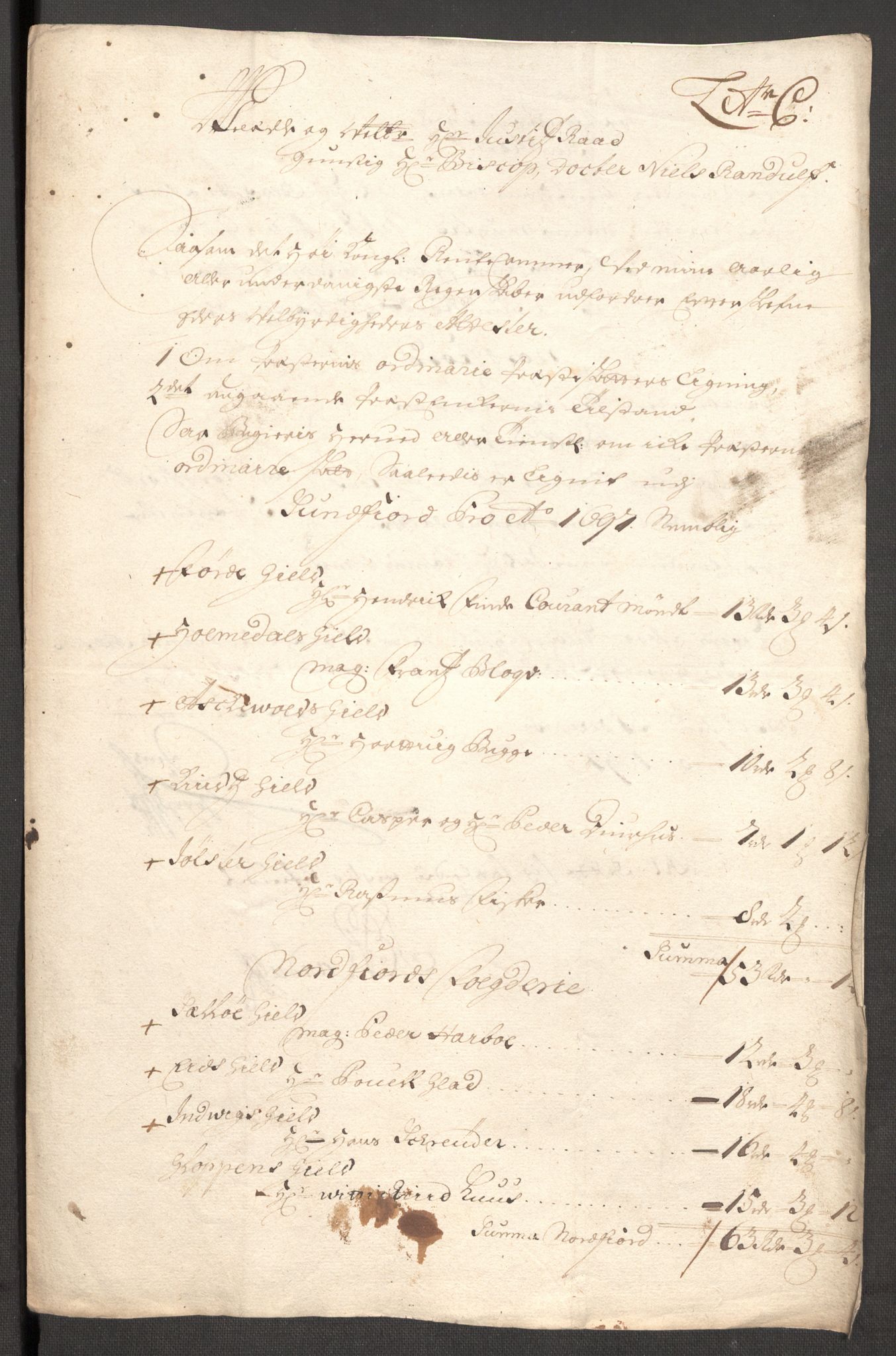 Rentekammeret inntil 1814, Reviderte regnskaper, Fogderegnskap, RA/EA-4092/R53/L3423: Fogderegnskap Sunn- og Nordfjord, 1697-1698, s. 61
