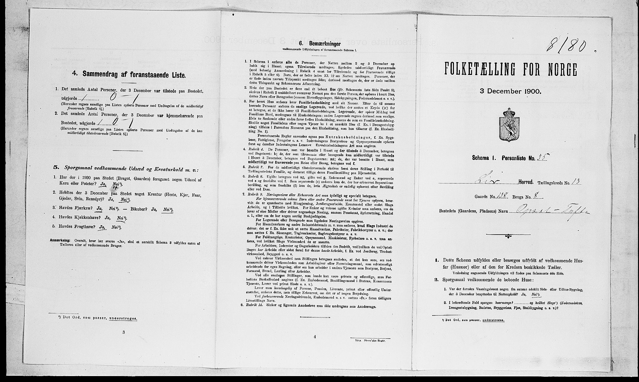 RA, Folketelling 1900 for 0626 Lier herred, 1900, s. 2181