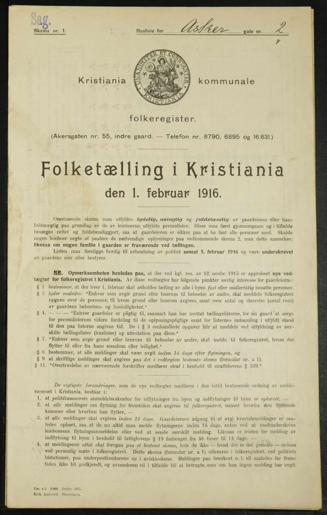 OBA, Kommunal folketelling 1.2.1916 for Kristiania, 1916, s. 2608