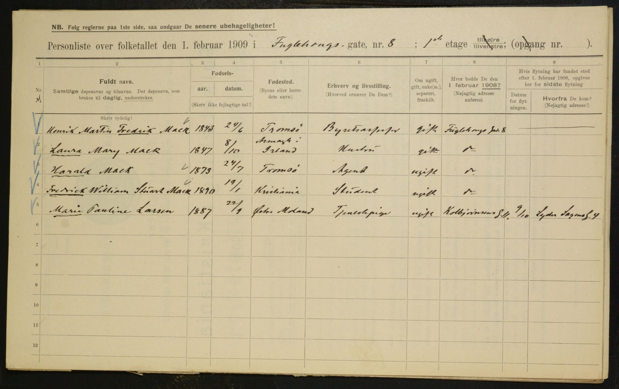 OBA, Kommunal folketelling 1.2.1909 for Kristiania kjøpstad, 1909, s. 25828