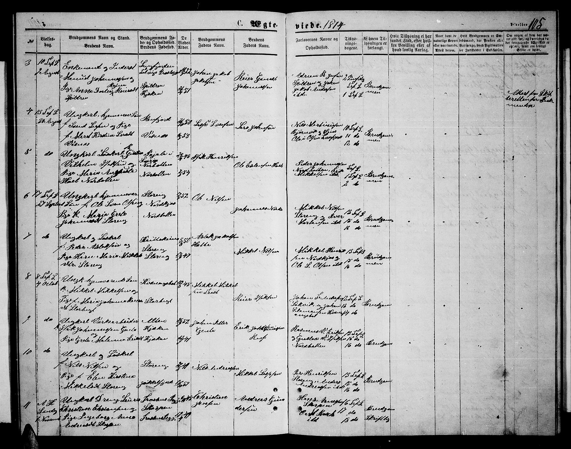 Skjervøy sokneprestkontor, SATØ/S-1300/H/Ha/Hab/L0014klokker: Klokkerbok nr. 14, 1871-1877, s. 105