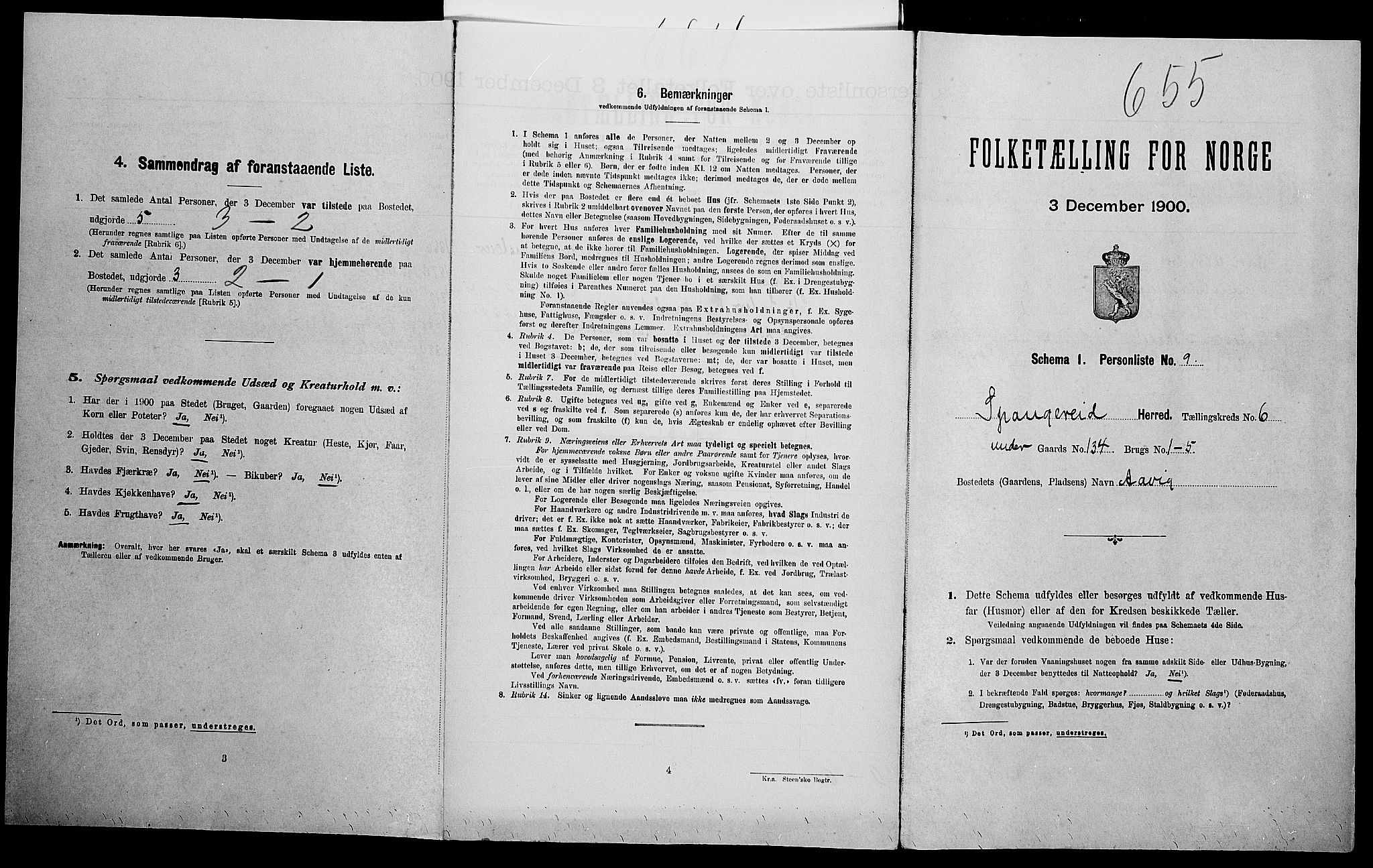 SAK, Folketelling 1900 for 1030 Spangereid herred, 1900, s. 755