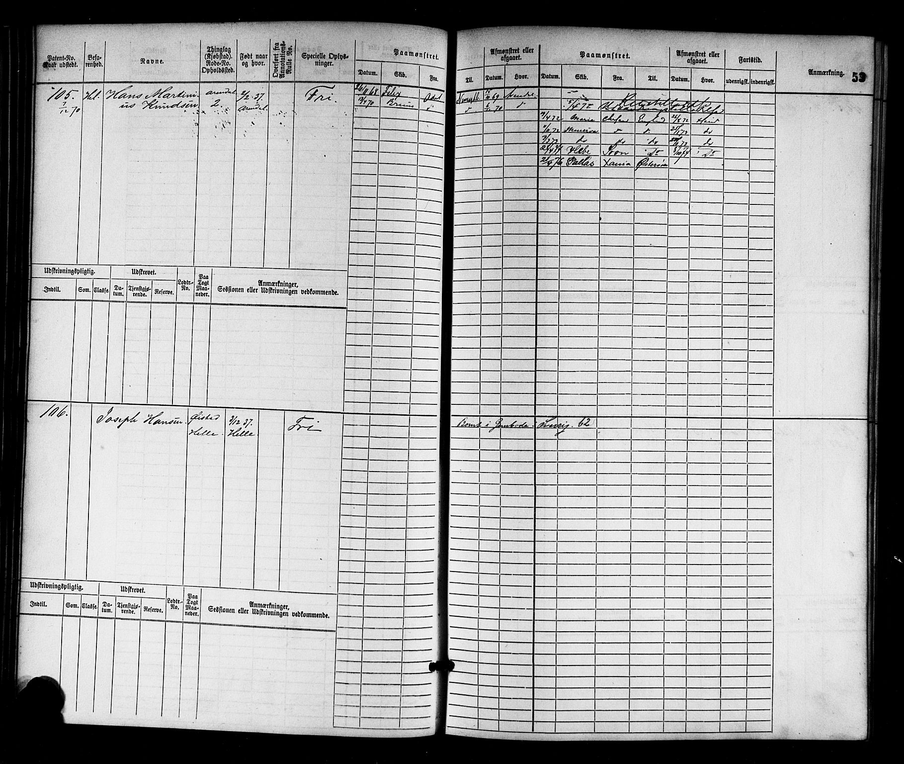 Arendal mønstringskrets, AV/SAK-2031-0012/F/Fb/L0010: Hovedrulle nr 1-774, S-8, 1868-1885, s. 56