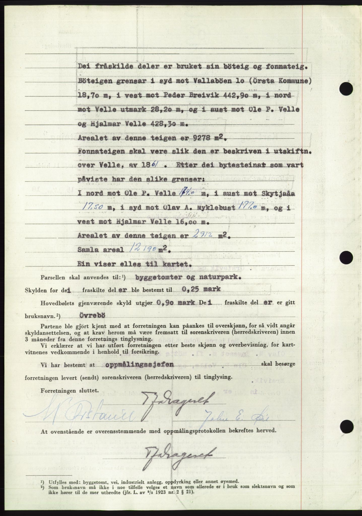 Søre Sunnmøre sorenskriveri, AV/SAT-A-4122/1/2/2C/L0092: Pantebok nr. 18A, 1952-1952, Dagboknr: 1357/1952