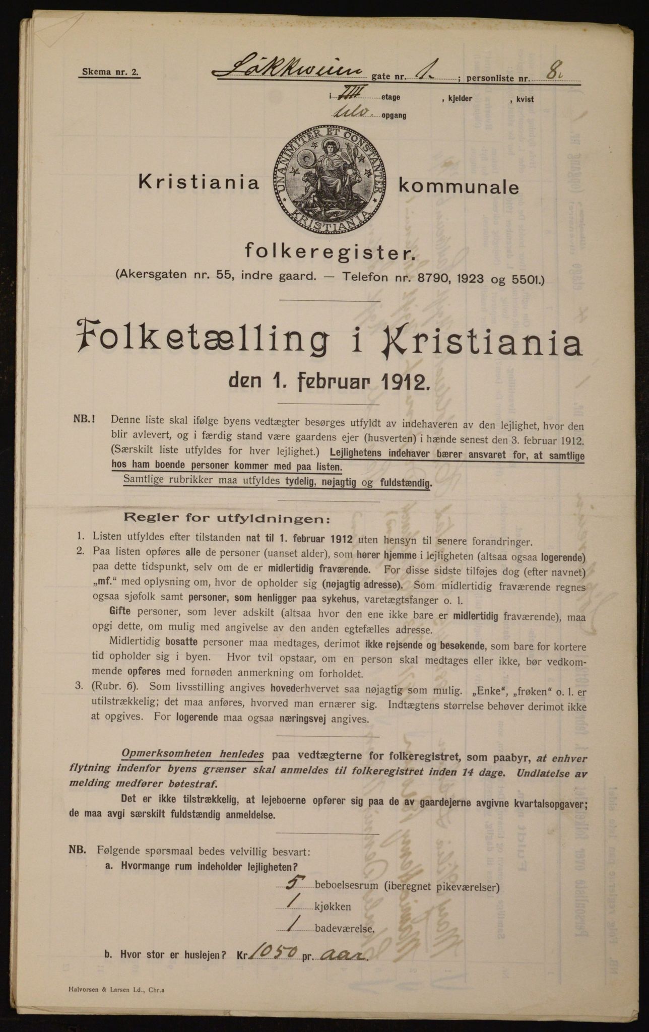 OBA, Kommunal folketelling 1.2.1912 for Kristiania, 1912, s. 59003