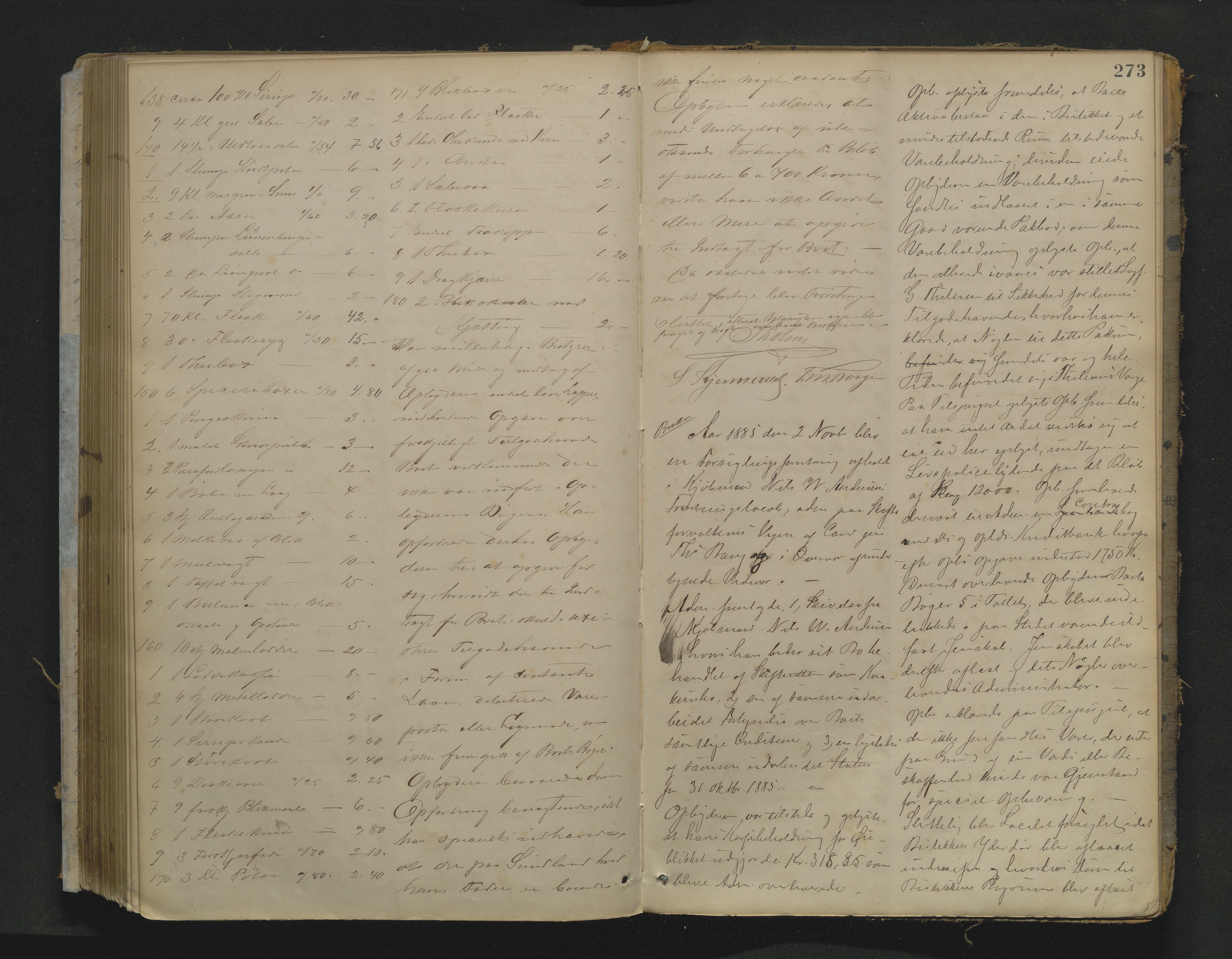 Drammen byfogd, AV/SAKO-A-222/H/Hb/Hbb/L0005: Registreringsprotokoll., 1879-1887, s. 273