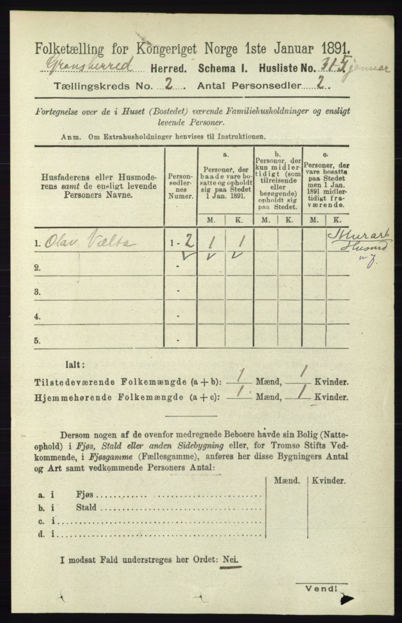 RA, Folketelling 1891 for 0824 Gransherad herred, 1891, s. 275