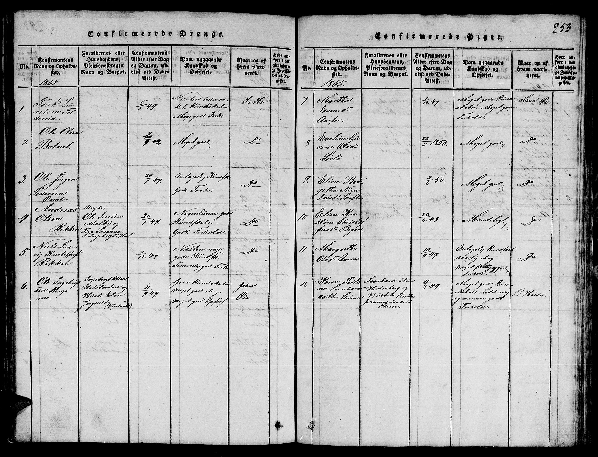 Ministerialprotokoller, klokkerbøker og fødselsregistre - Nord-Trøndelag, AV/SAT-A-1458/780/L0648: Klokkerbok nr. 780C01 /3, 1815-1877, s. 253