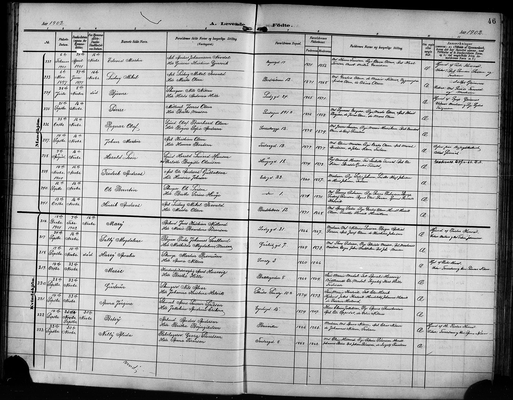 Sandviken Sokneprestembete, AV/SAB-A-77601/H/Hb/L0004: Klokkerbok nr. B 1, 1901-1914, s. 46