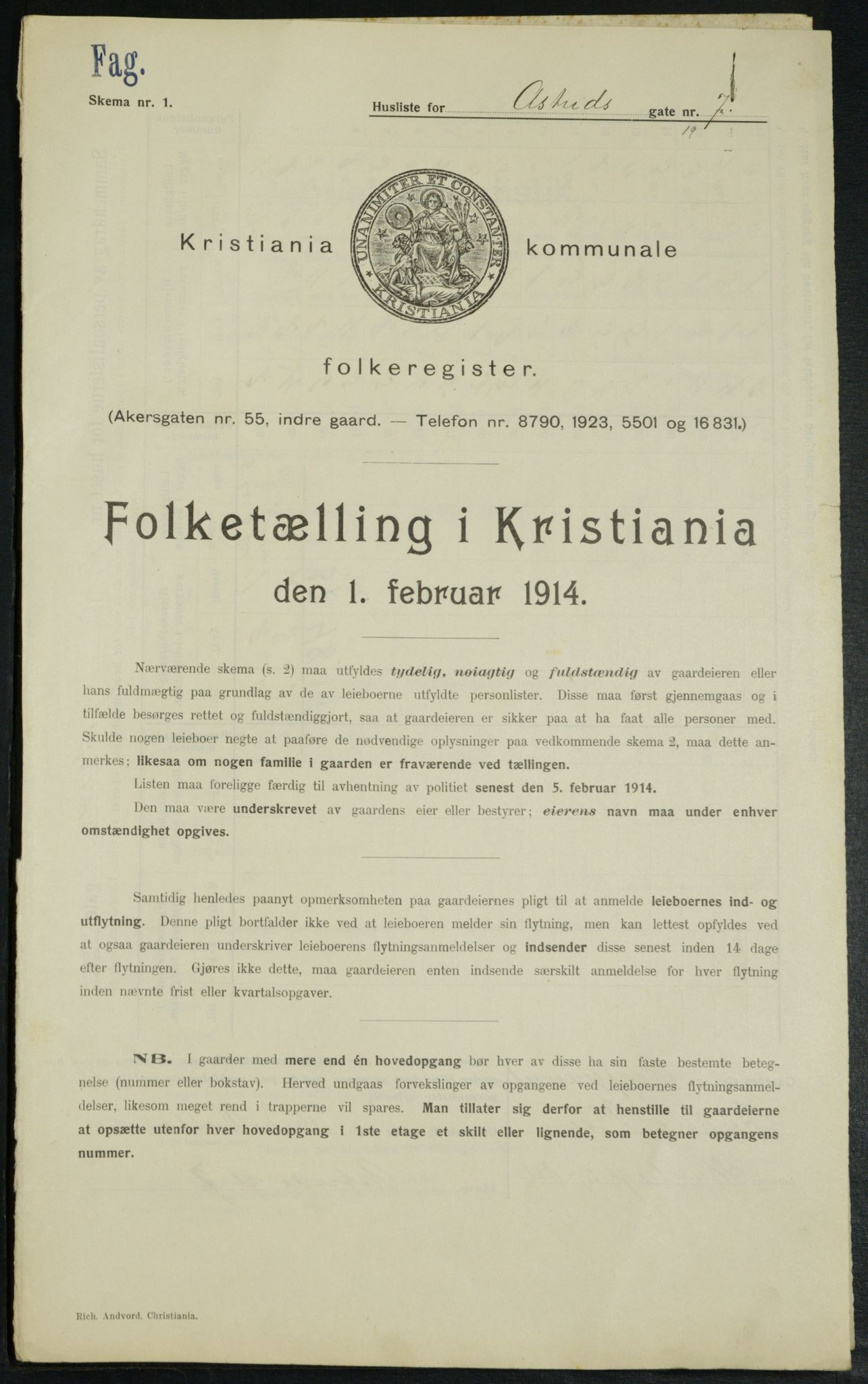 OBA, Kommunal folketelling 1.2.1914 for Kristiania, 1914, s. 17347