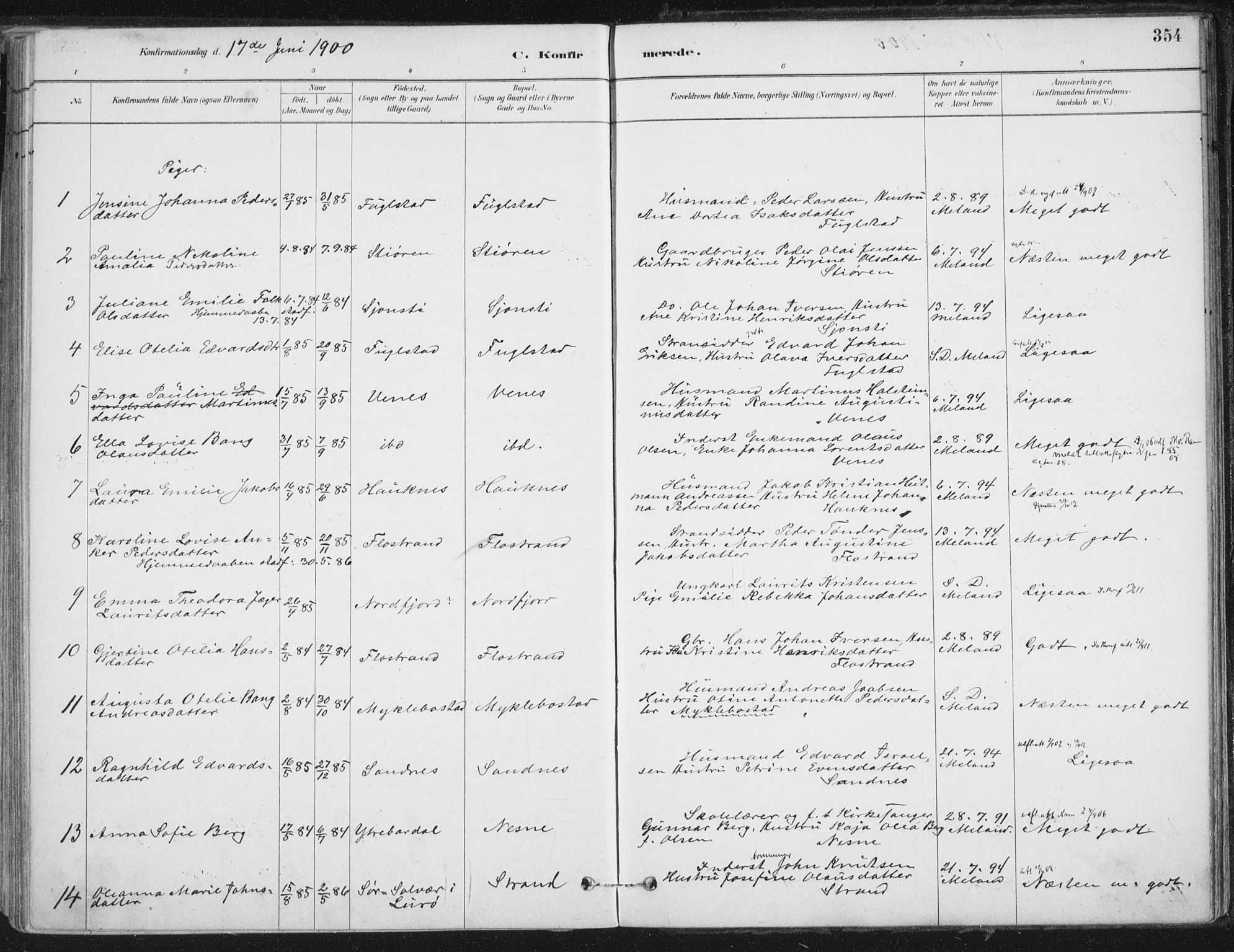 Ministerialprotokoller, klokkerbøker og fødselsregistre - Nordland, AV/SAT-A-1459/838/L0552: Ministerialbok nr. 838A10, 1880-1910, s. 354
