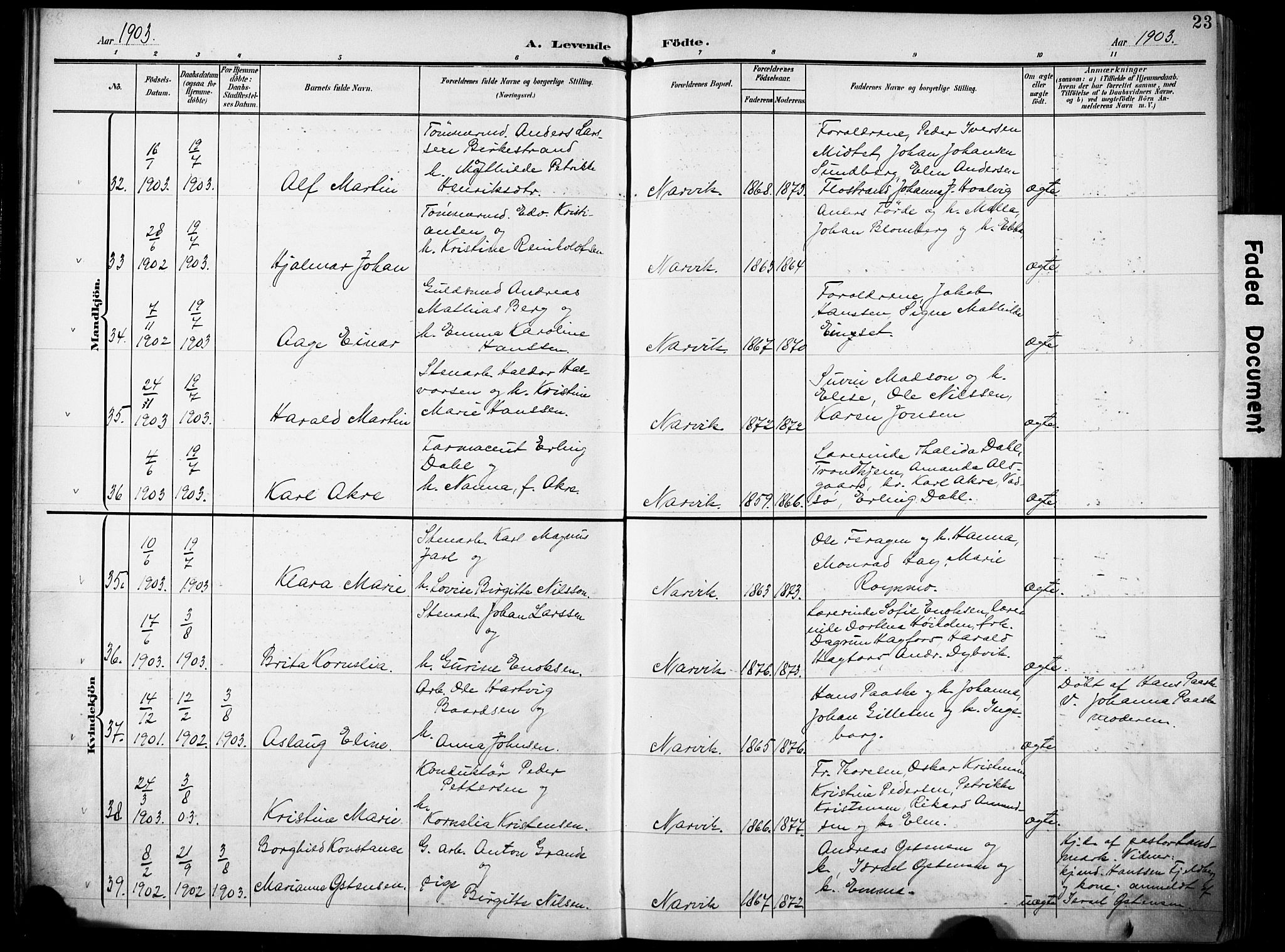 Ministerialprotokoller, klokkerbøker og fødselsregistre - Nordland, AV/SAT-A-1459/871/L0994: Ministerialbok nr. 871A10, 1902-1910, s. 23