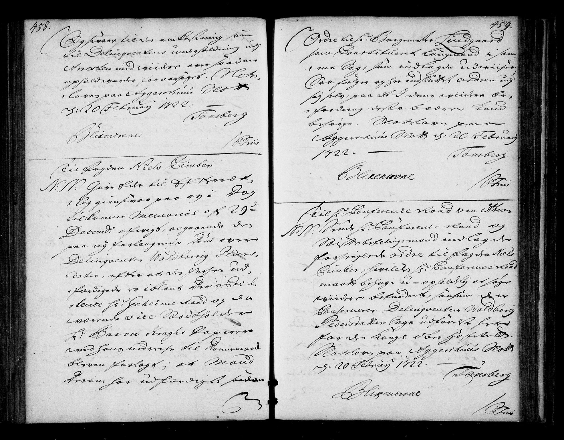 Stattholderembetet 1572-1771, AV/RA-EA-2870/Bd/L0013: Ordreprotokoll, 1720-1722, s. 458-459