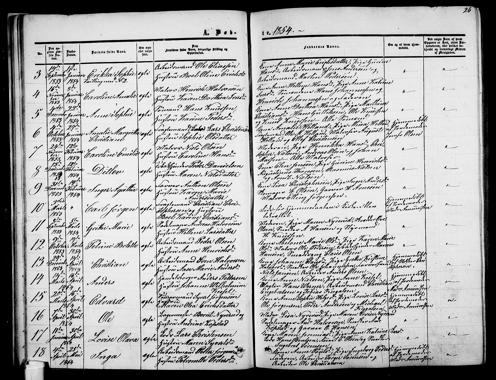 Holmestrand kirkebøker, AV/SAKO-A-346/G/Ga/L0003: Klokkerbok nr. 3, 1849-1874, s. 26