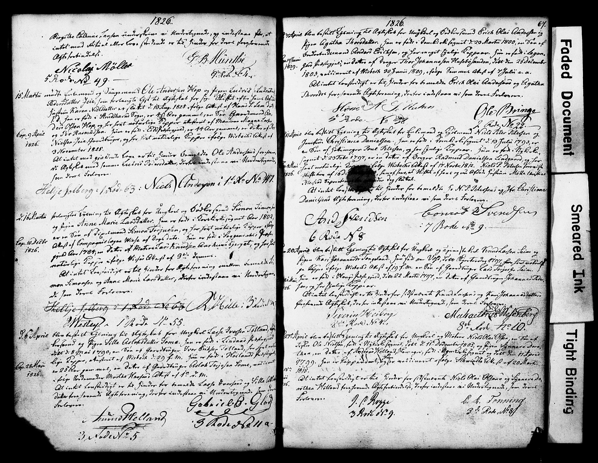 Nykirken Sokneprestembete, SAB/A-77101: Forlovererklæringer nr. II.5.1, 1814-1846, s. 67