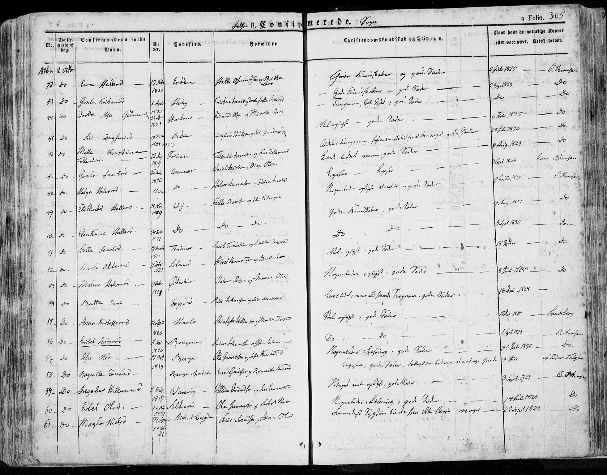 Jelsa sokneprestkontor, AV/SAST-A-101842/01/IV: Ministerialbok nr. A 6.1, 1828-1853, s. 305