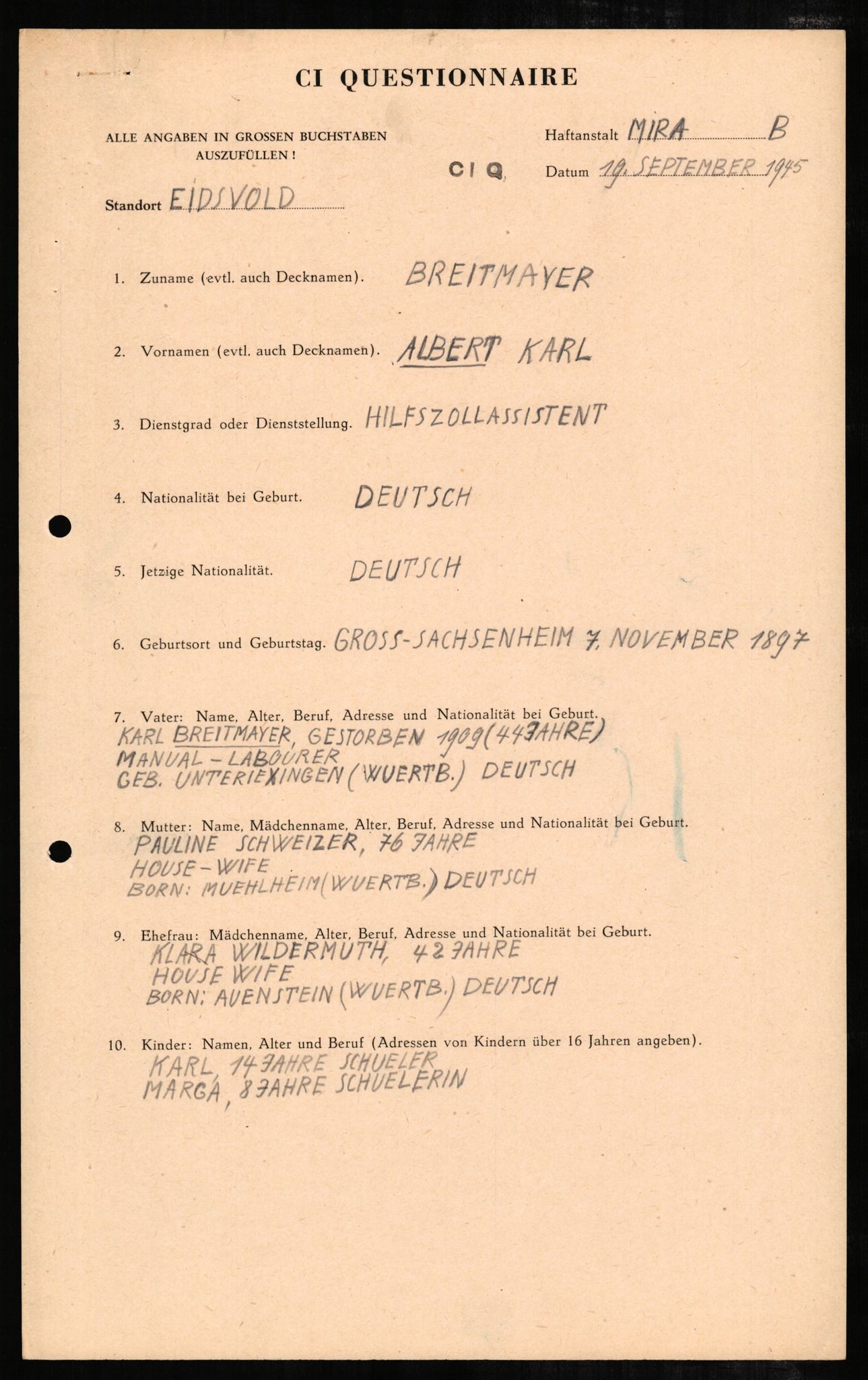 Forsvaret, Forsvarets overkommando II, AV/RA-RAFA-3915/D/Db/L0004: CI Questionaires. Tyske okkupasjonsstyrker i Norge. Tyskere., 1945-1946, s. 269