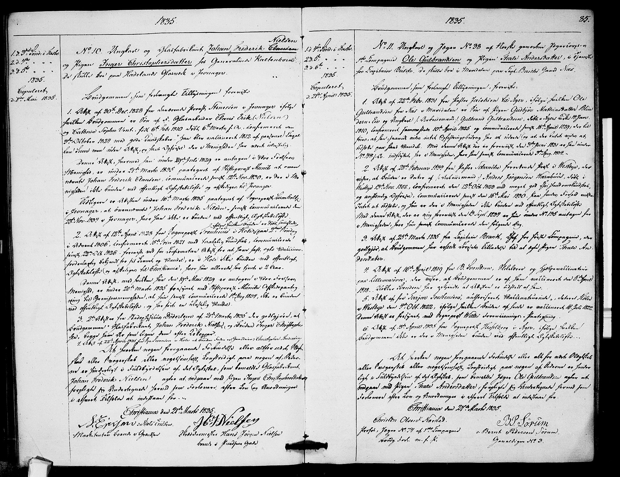 Garnisonsmenigheten Kirkebøker, AV/SAO-A-10846/H/Ha/L0002: Lysningsprotokoll nr. I 2, 1829-1835, s. 85