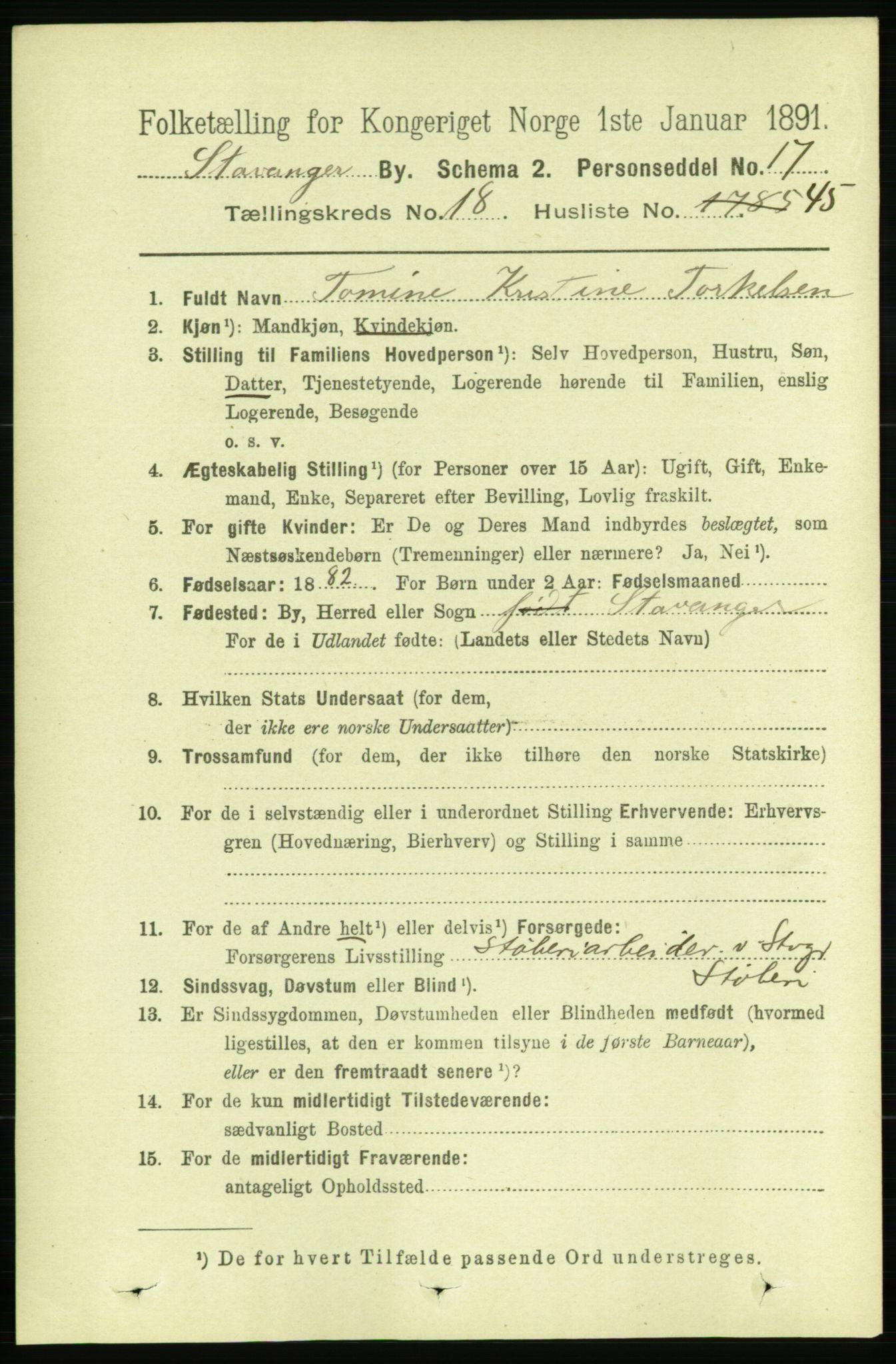 RA, Folketelling 1891 for 1103 Stavanger kjøpstad, 1891, s. 21878