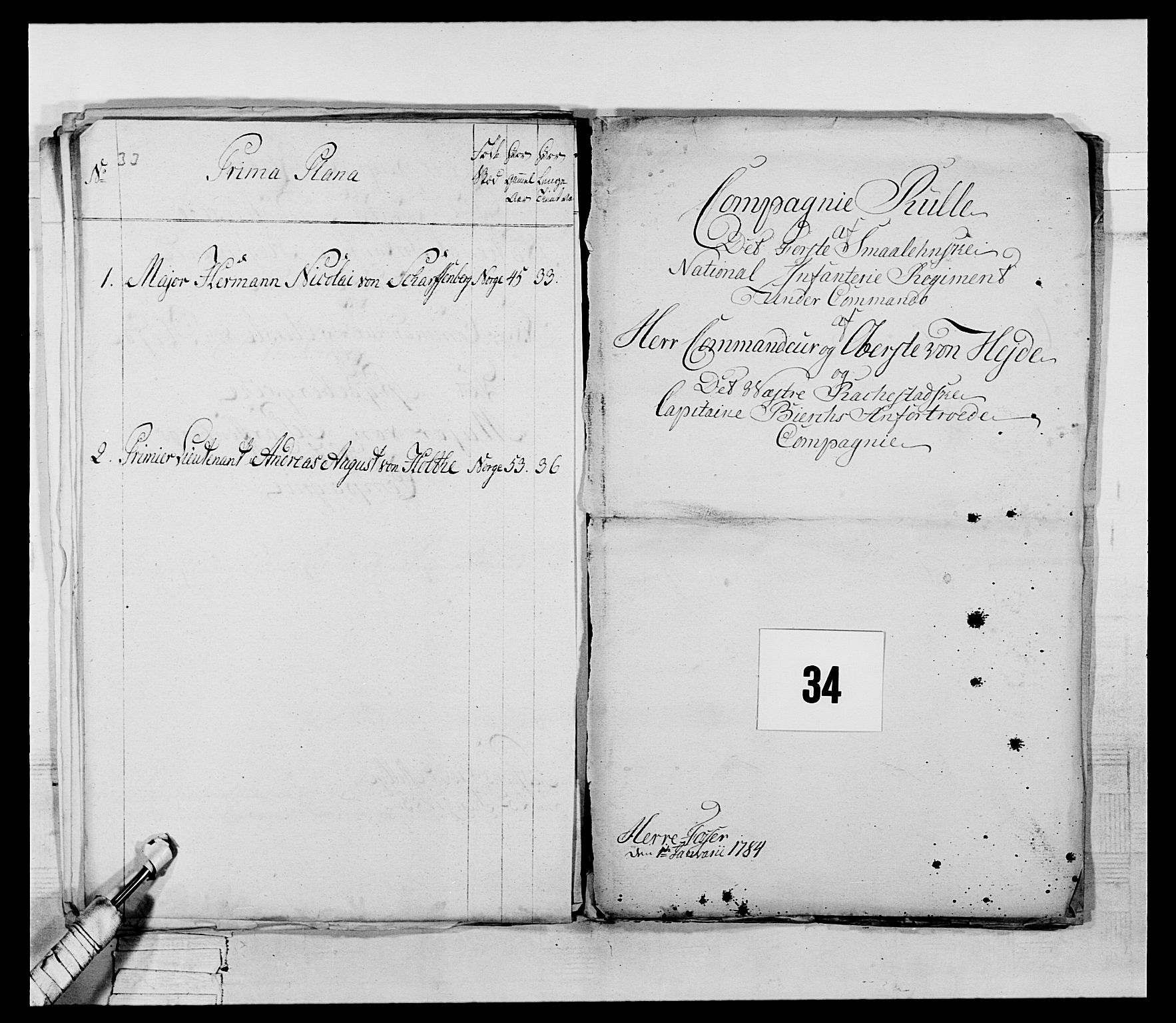 Generalitets- og kommissariatskollegiet, Det kongelige norske kommissariatskollegium, AV/RA-EA-5420/E/Eh/L0052: 1. Smålenske nasjonale infanteriregiment, 1774-1789, s. 202