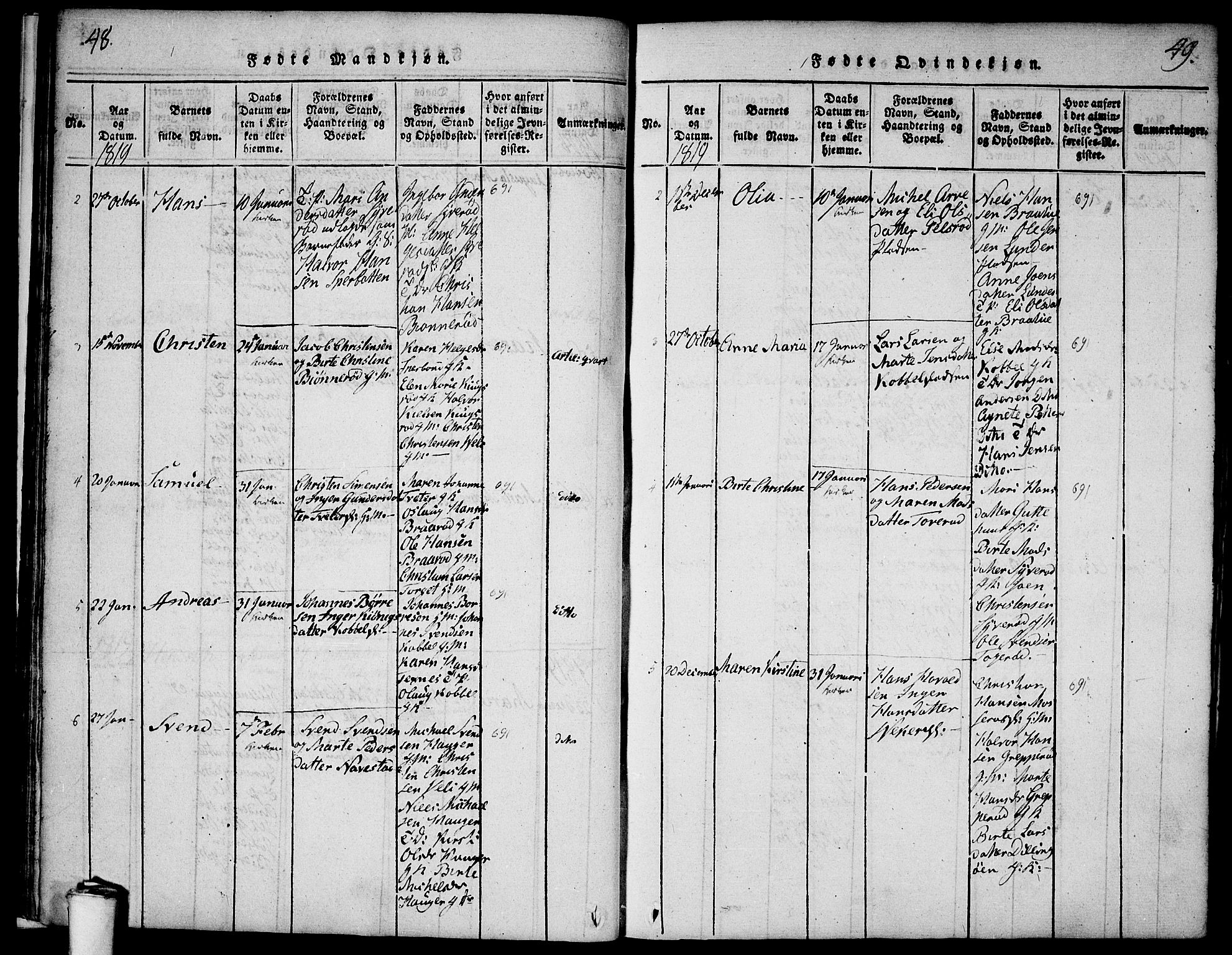 Våler prestekontor Kirkebøker, AV/SAO-A-11083/F/Fa/L0005: Ministerialbok nr. I 5, 1815-1839, s. 48-49